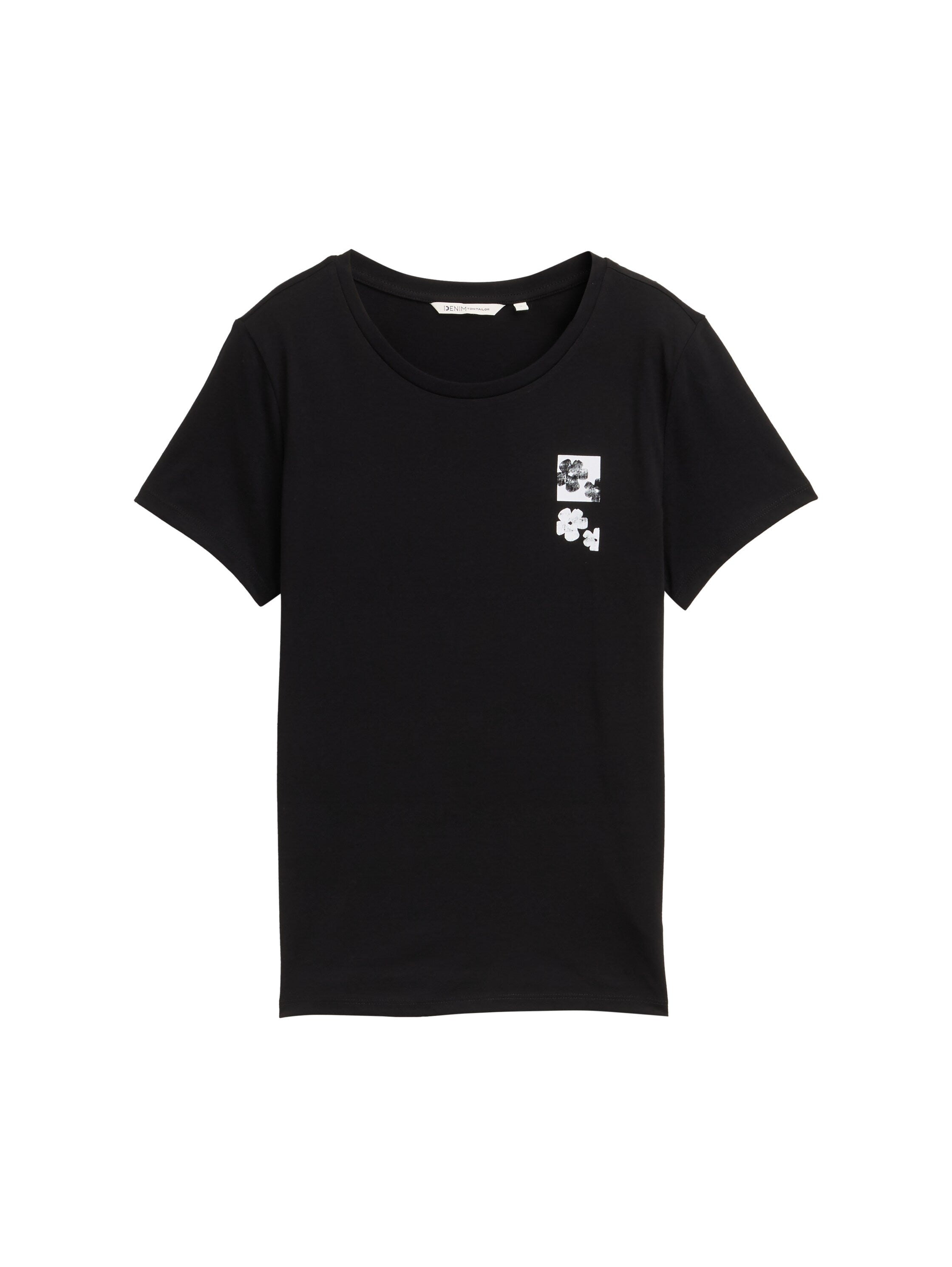 Tom Tailor Black Cotton T-shirt With Front Design