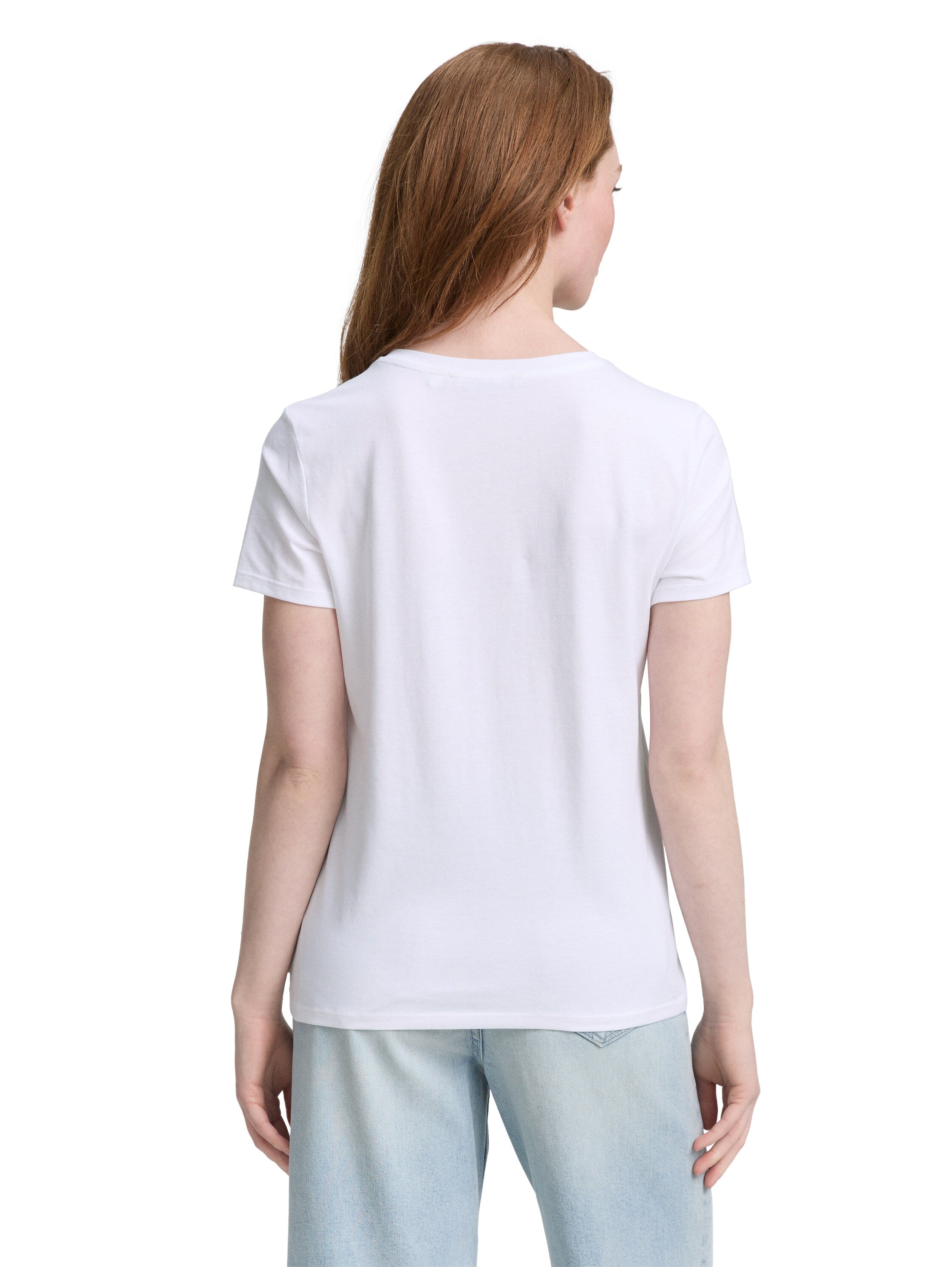 Tom Tailor White Cotton T-shirt With Front Design