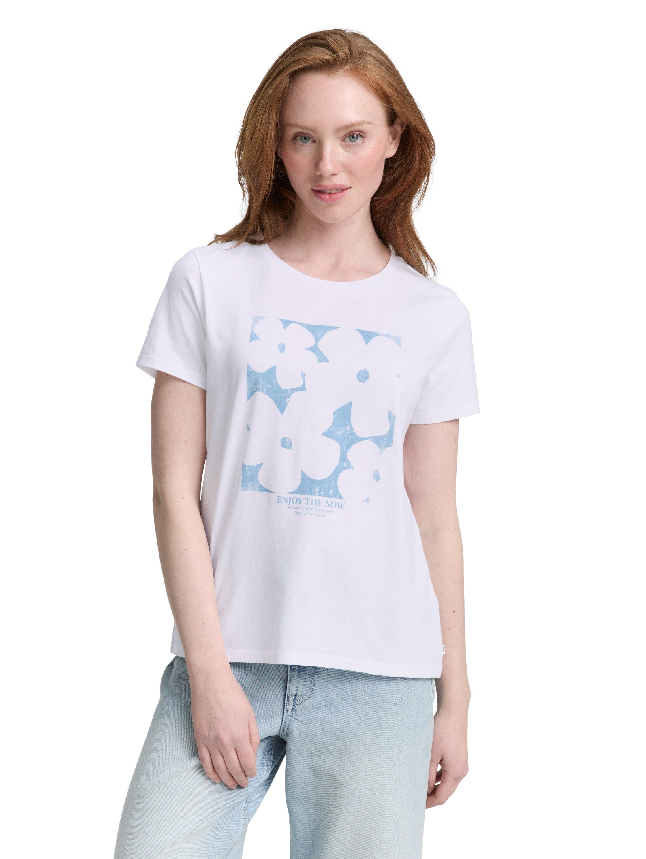 Tom Tailor White Cotton T-shirt With Front Design