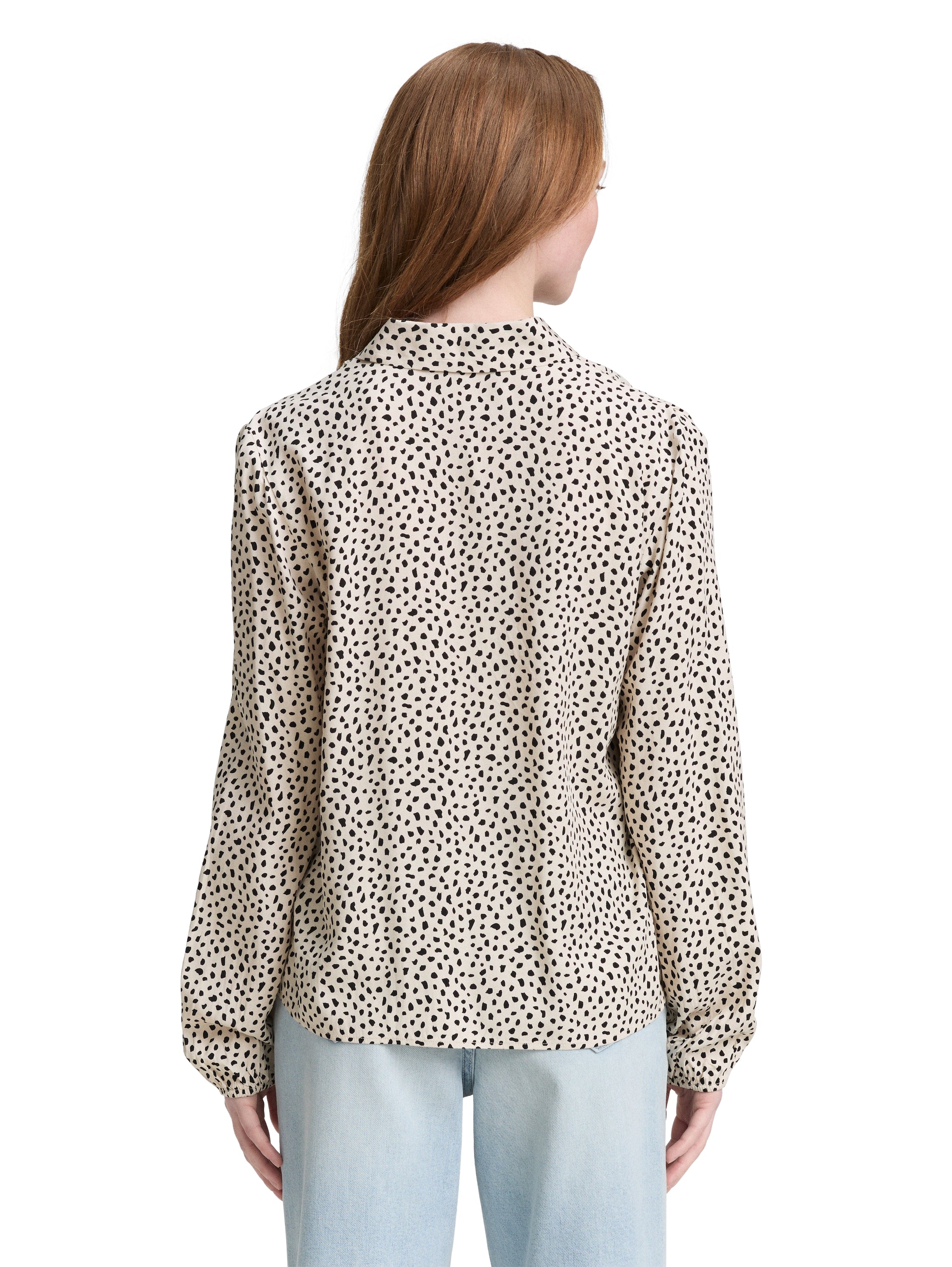 Tom Tailor Beige And Black Dotted Print Shirt