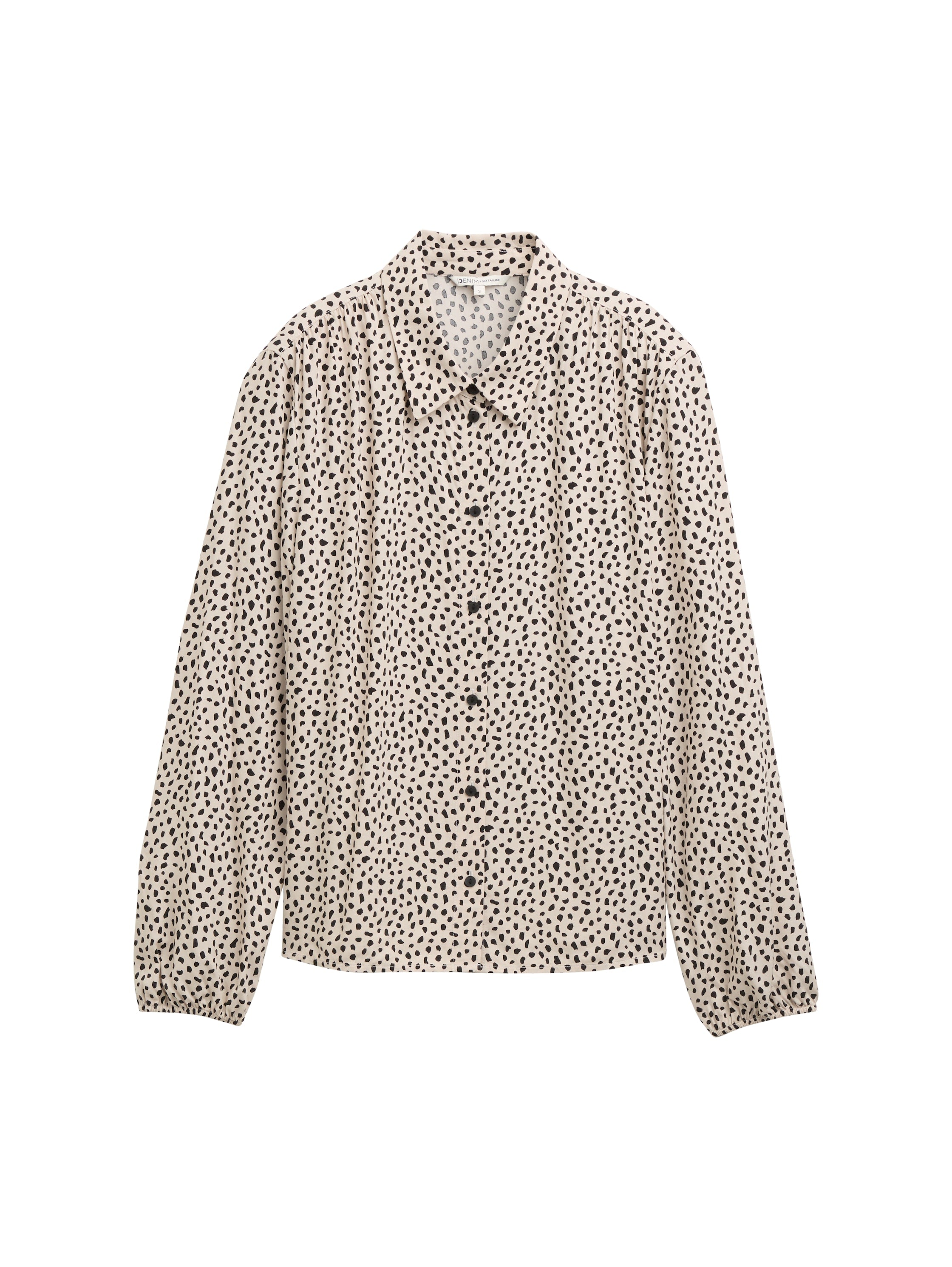 Tom Tailor Beige And Black Dotted Print Shirt