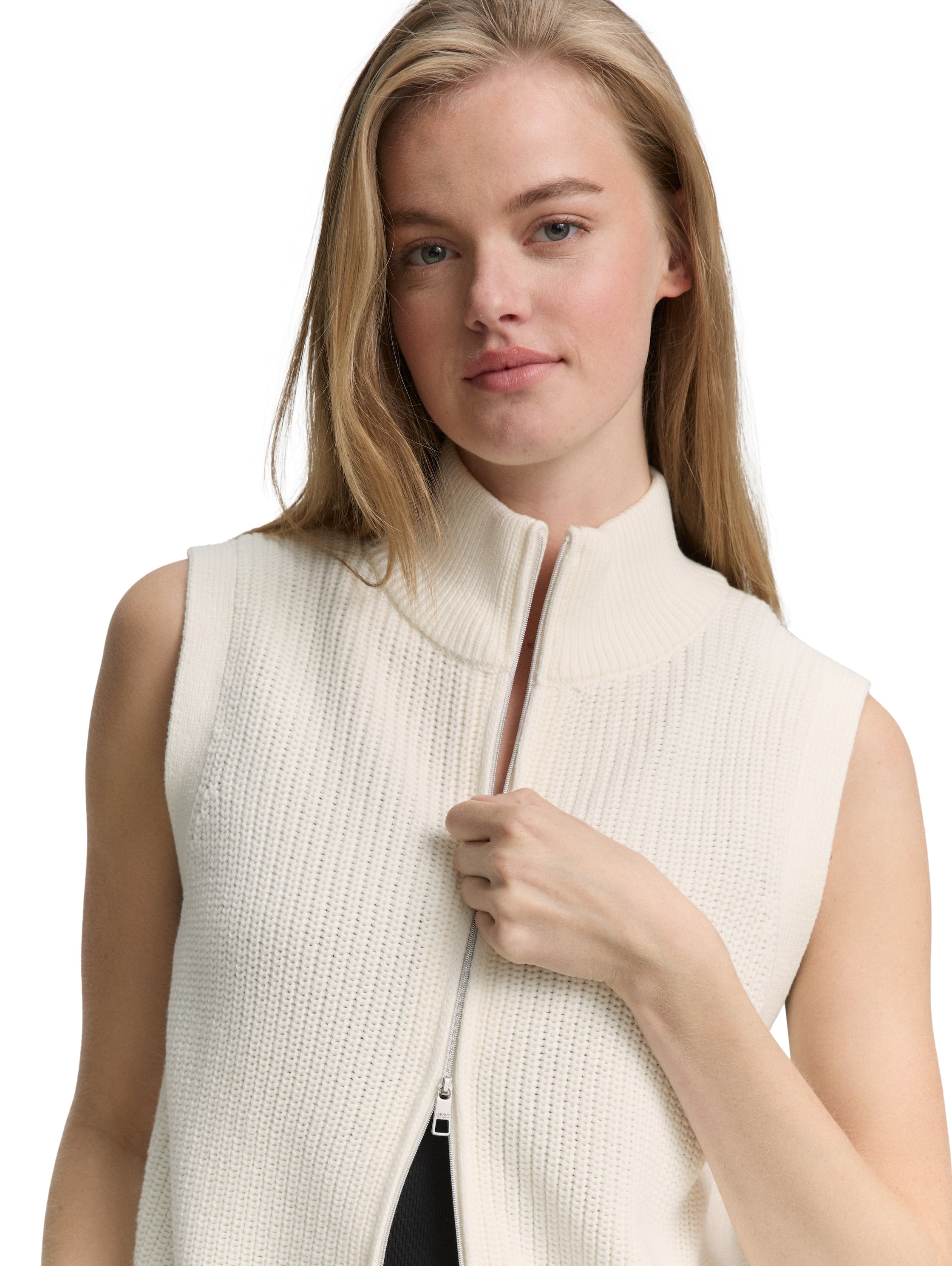 Tom Tailor Offwhite Vest With Full Zipper