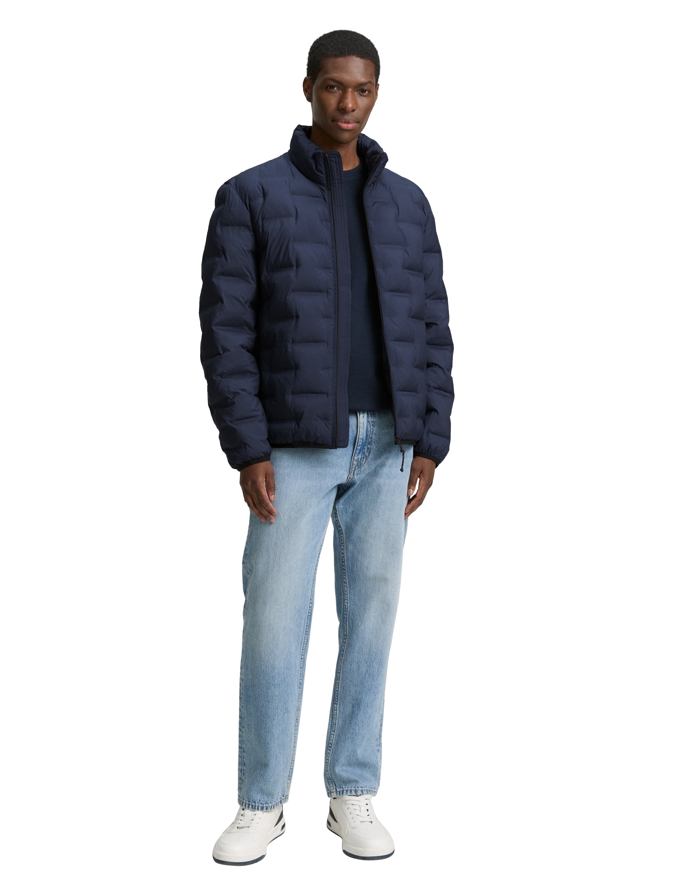 Tom Tailor Light Weight Quilted Navy Jacket with Stand Up Collar