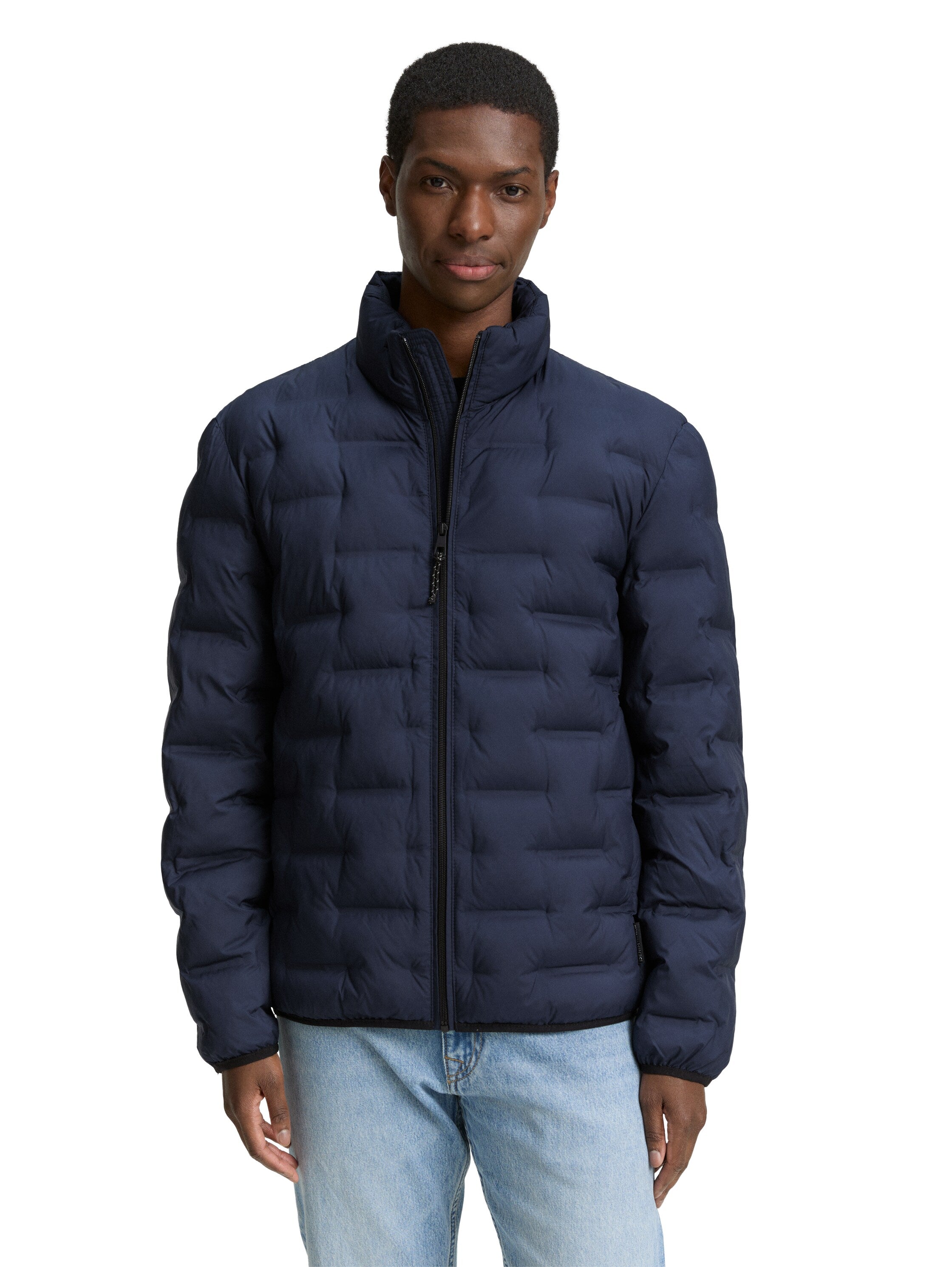 Tom Tailor Light Weight Quilted Navy Jacket with Stand Up Collar