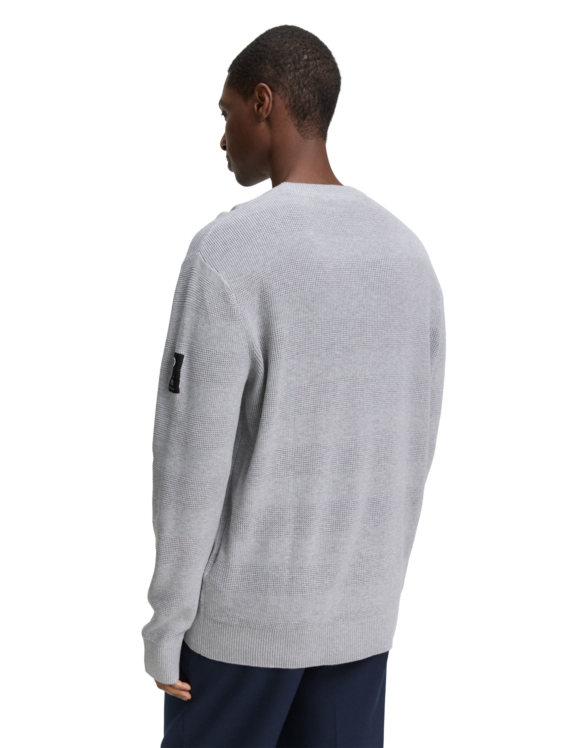 Tom Tailor Grey Pullover Round Neck With Logo Shoulder