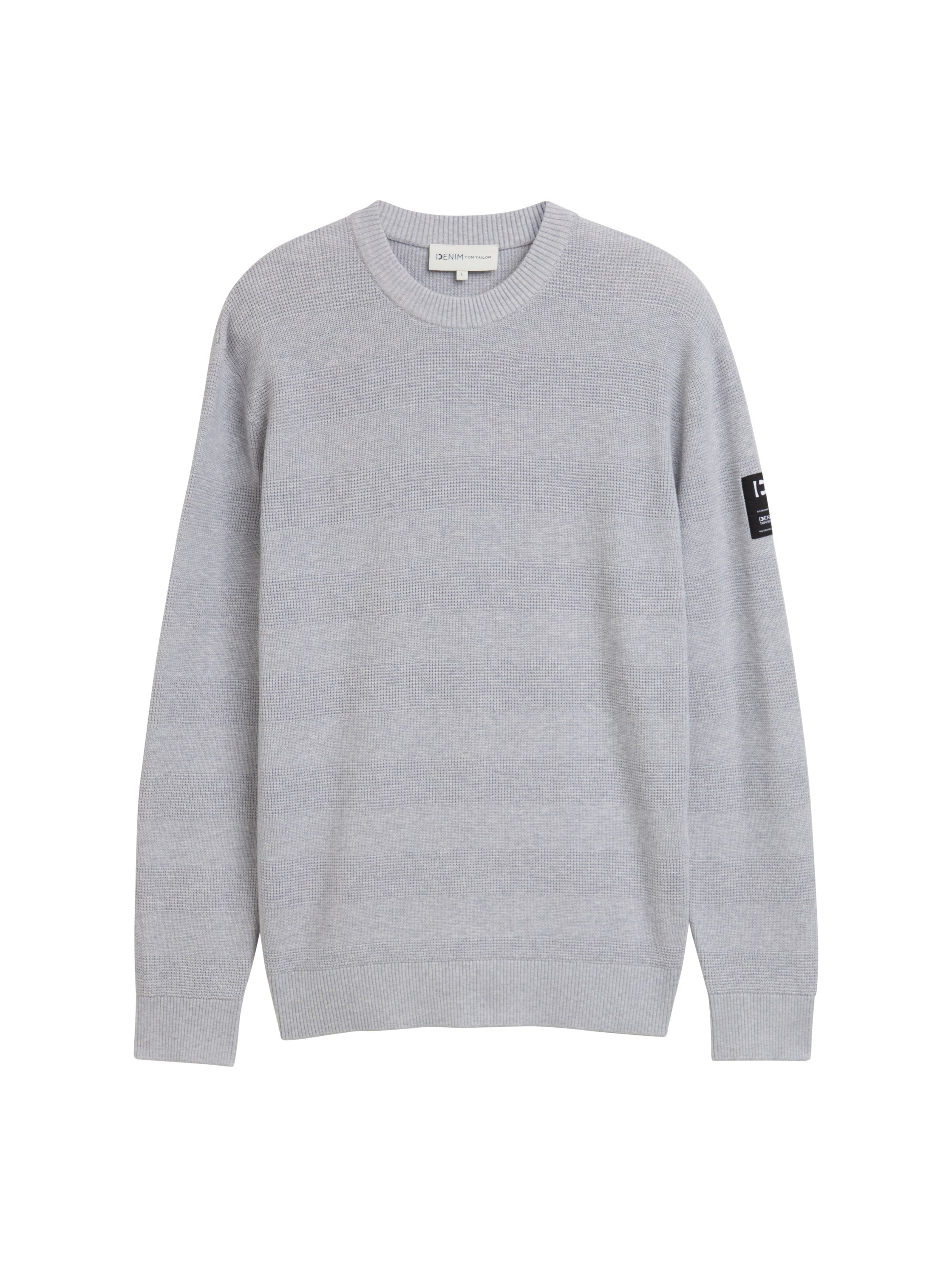 Tom Tailor Grey Pullover Round Neck With Logo Shoulder