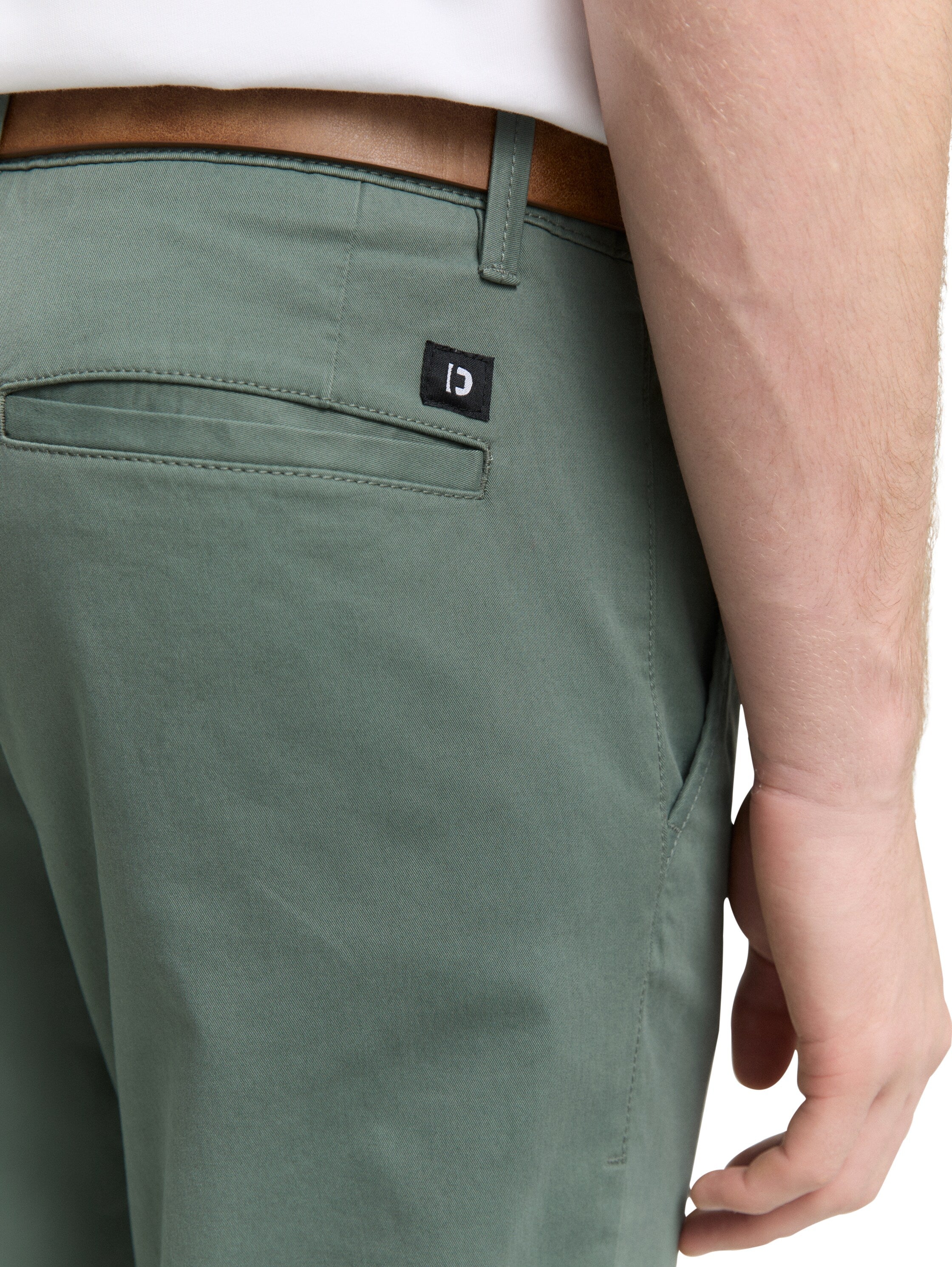 Tom Tailor Slim Washed Green Chino With Belt
