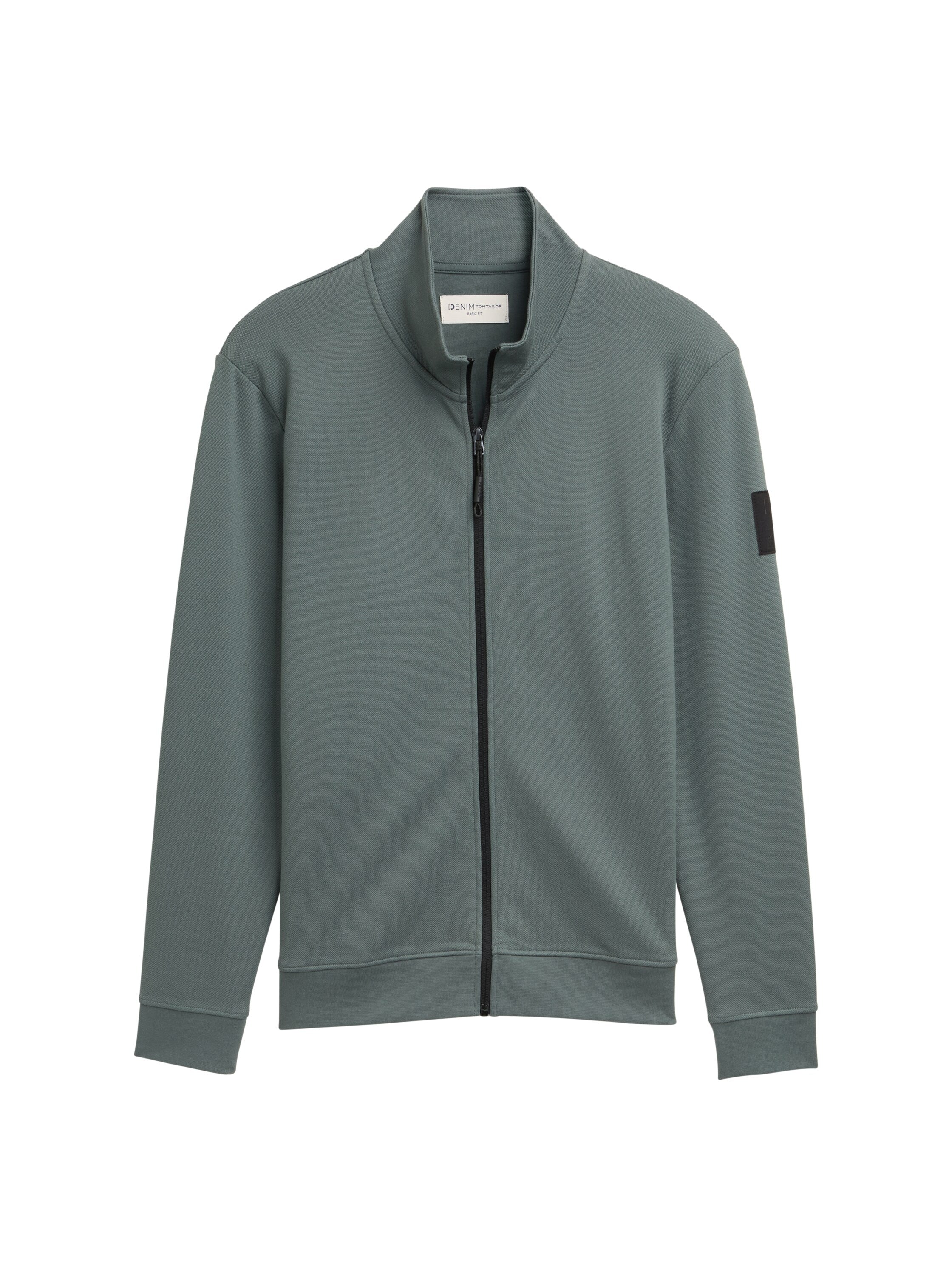 Tom Tailor Green Sweat Jacket With Stand Up Collar