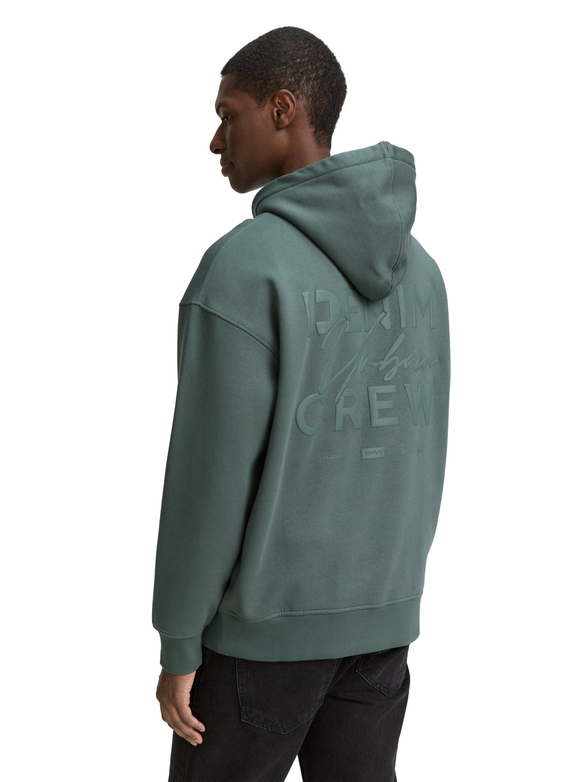 Tom Tailor Relaxed Fit Washed Green Hoodie With Back Print