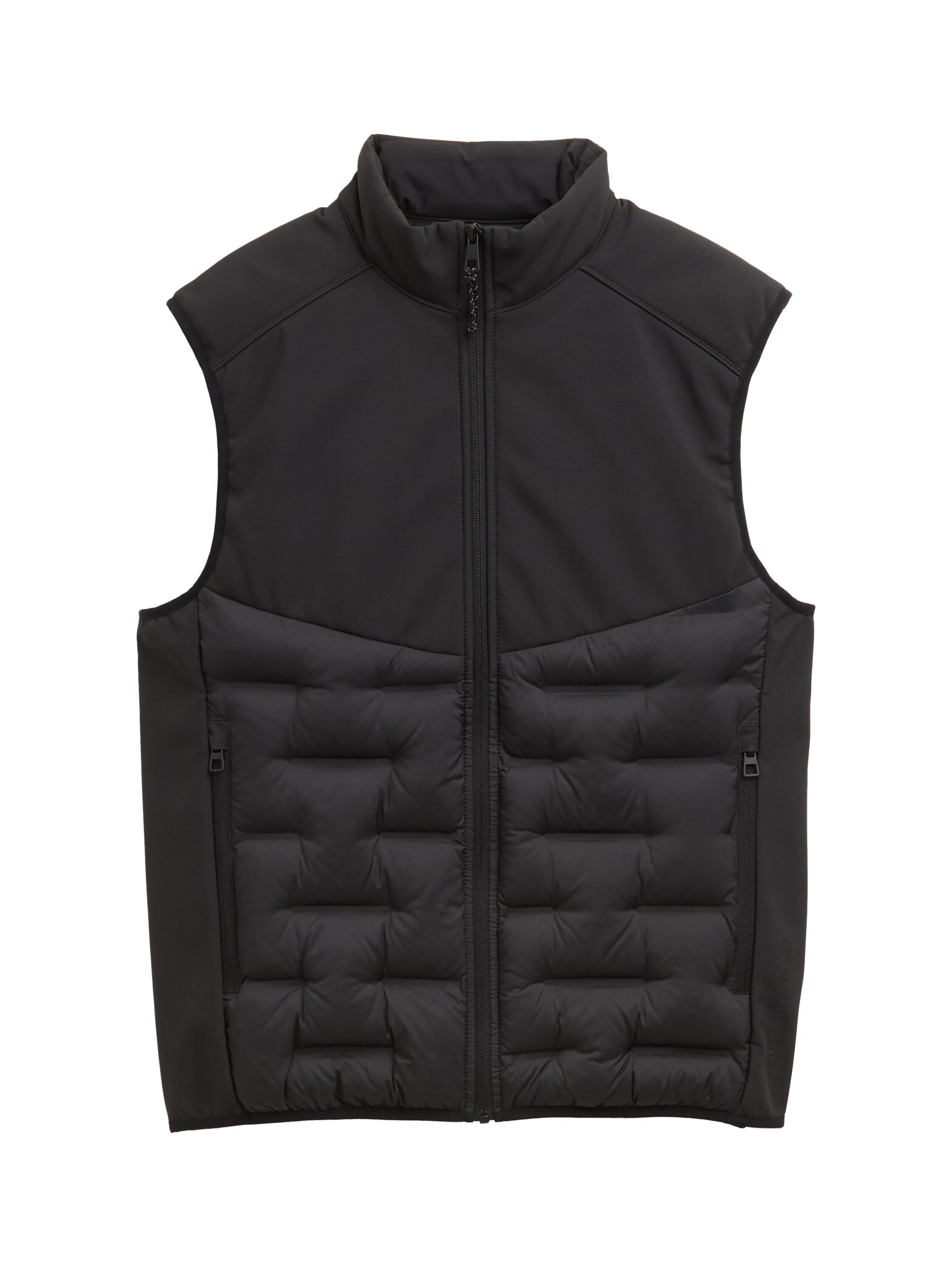 Tom Tailor Black Hybrid Vest With Zipper To Close