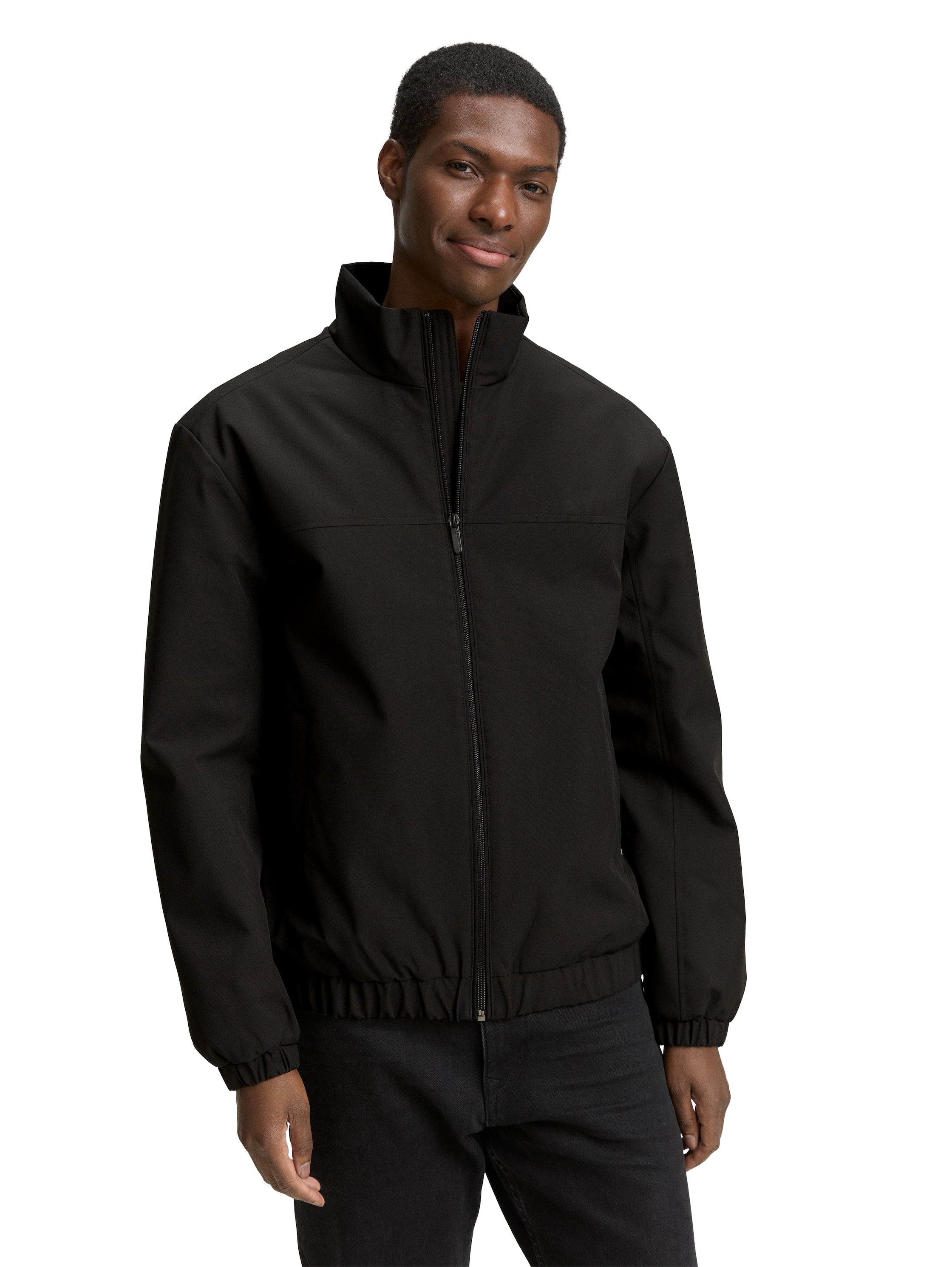 Tom Tailor Black Jacket With Stand-Up Collar