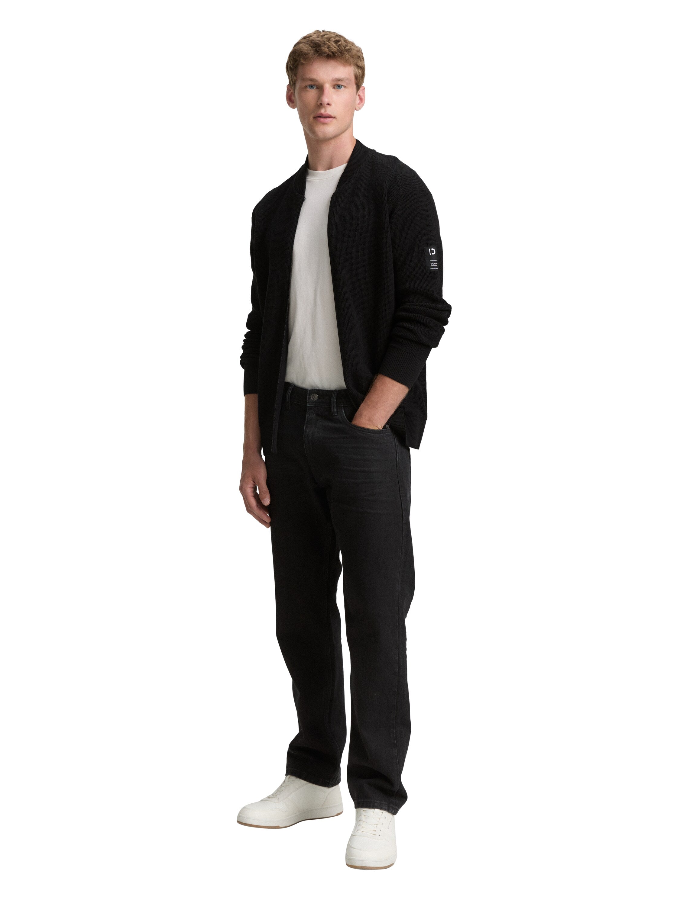 Tom Tailor Casual Black Jacket With Zipper To Close