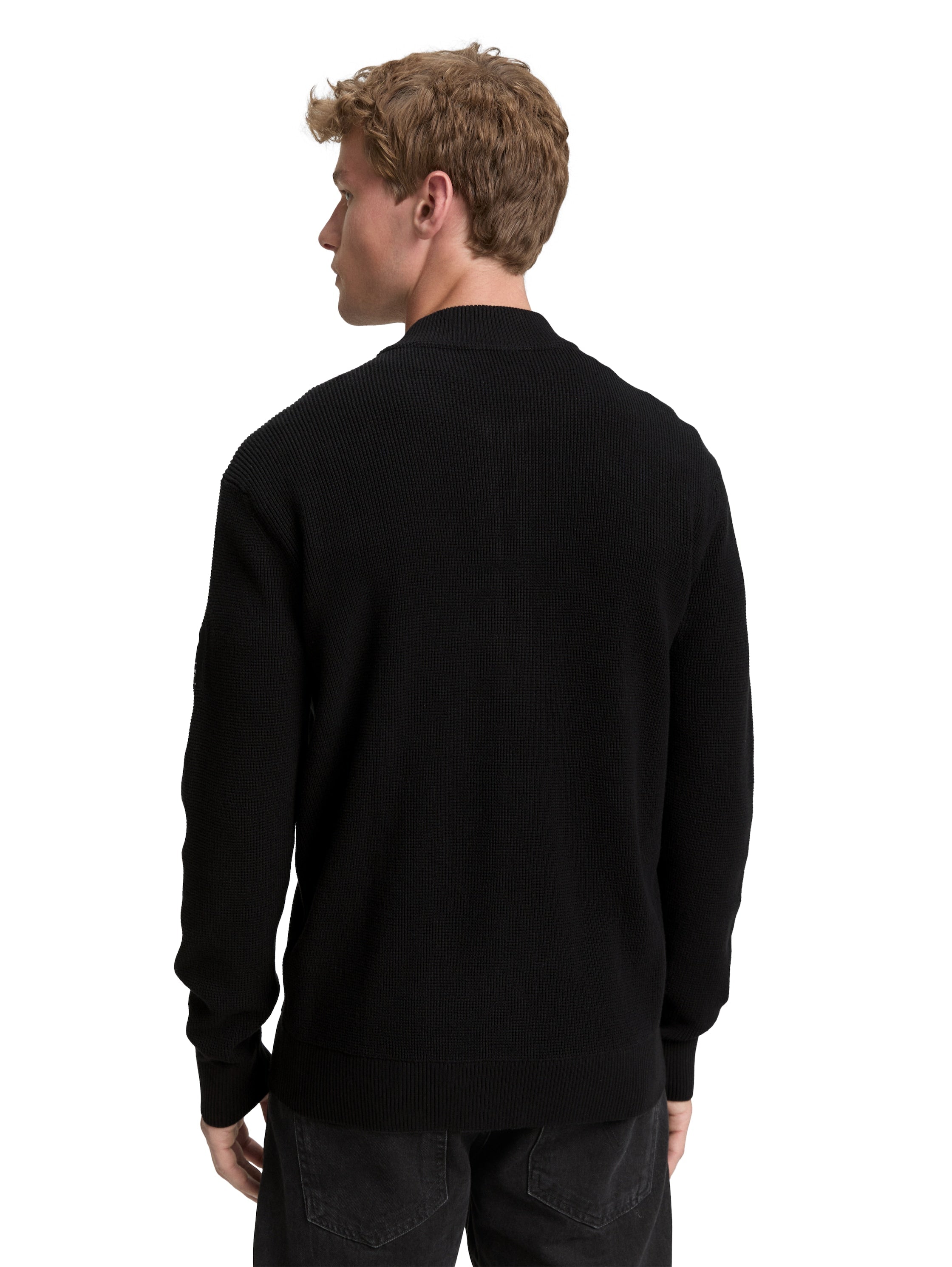 Tom Tailor Casual Black Jacket With Zipper To Close