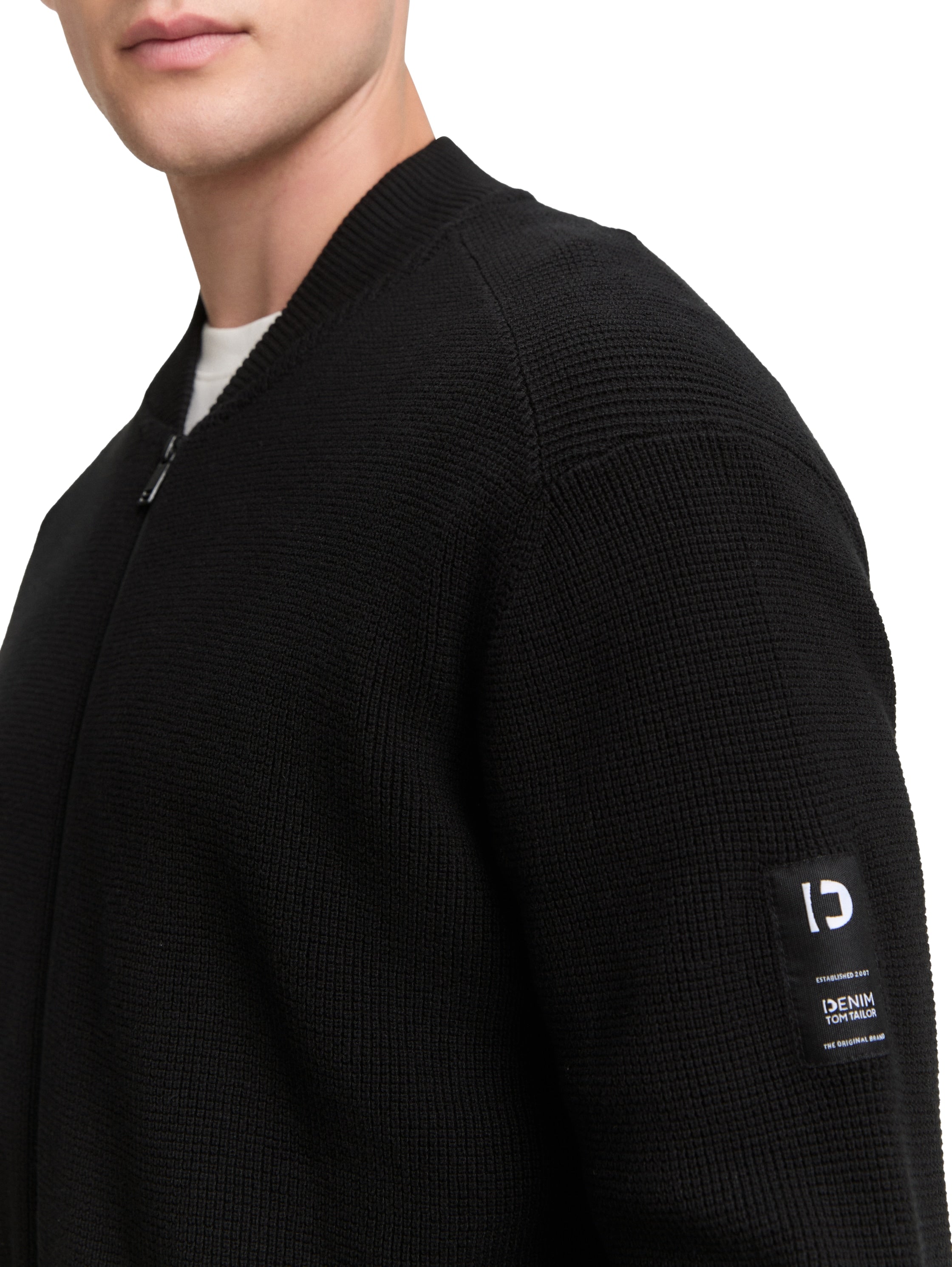 Tom Tailor Casual Black Jacket With Zipper To Close