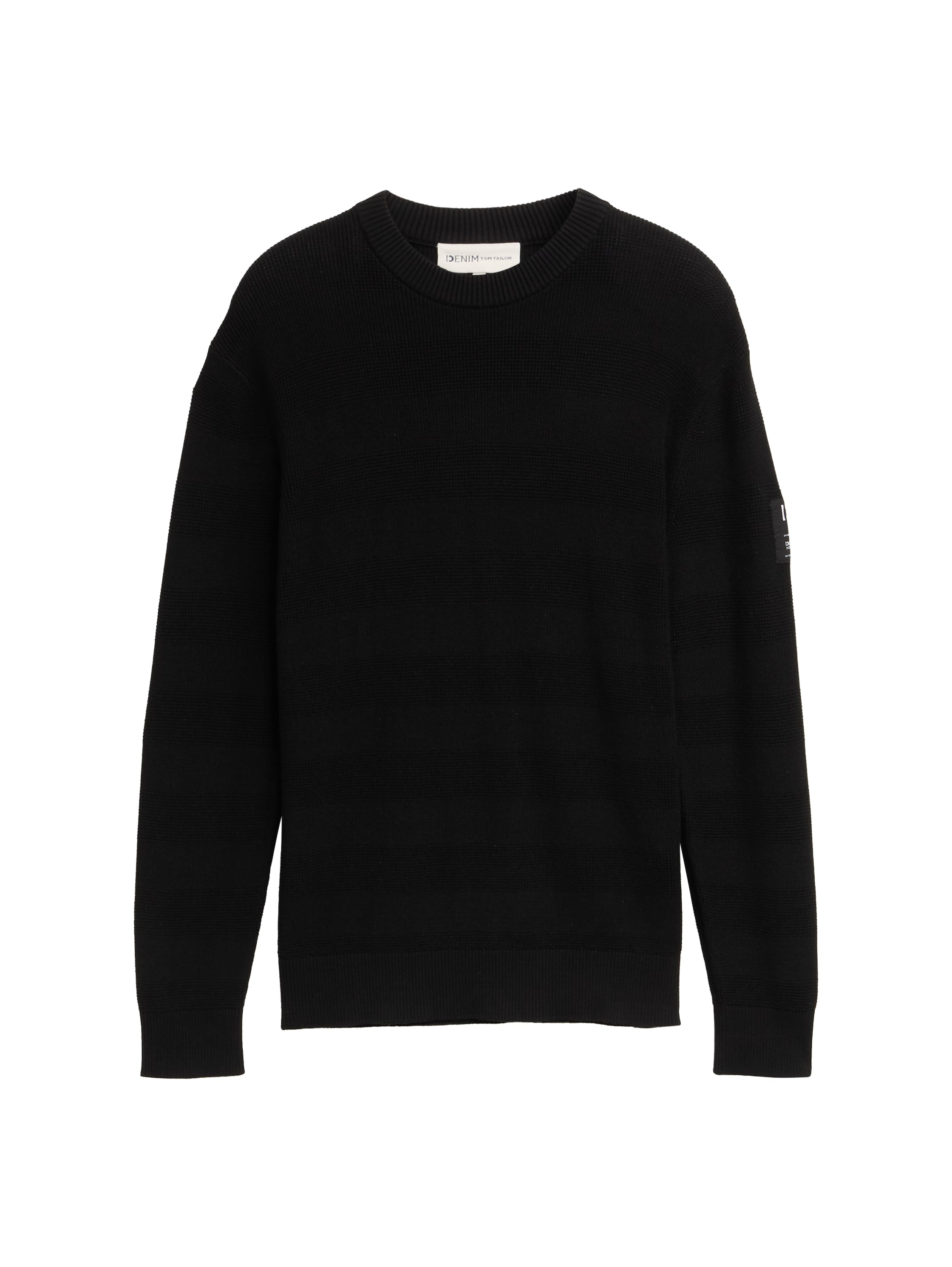 Tom Tailor Black Pullover Round Neck With Logo Shoulder