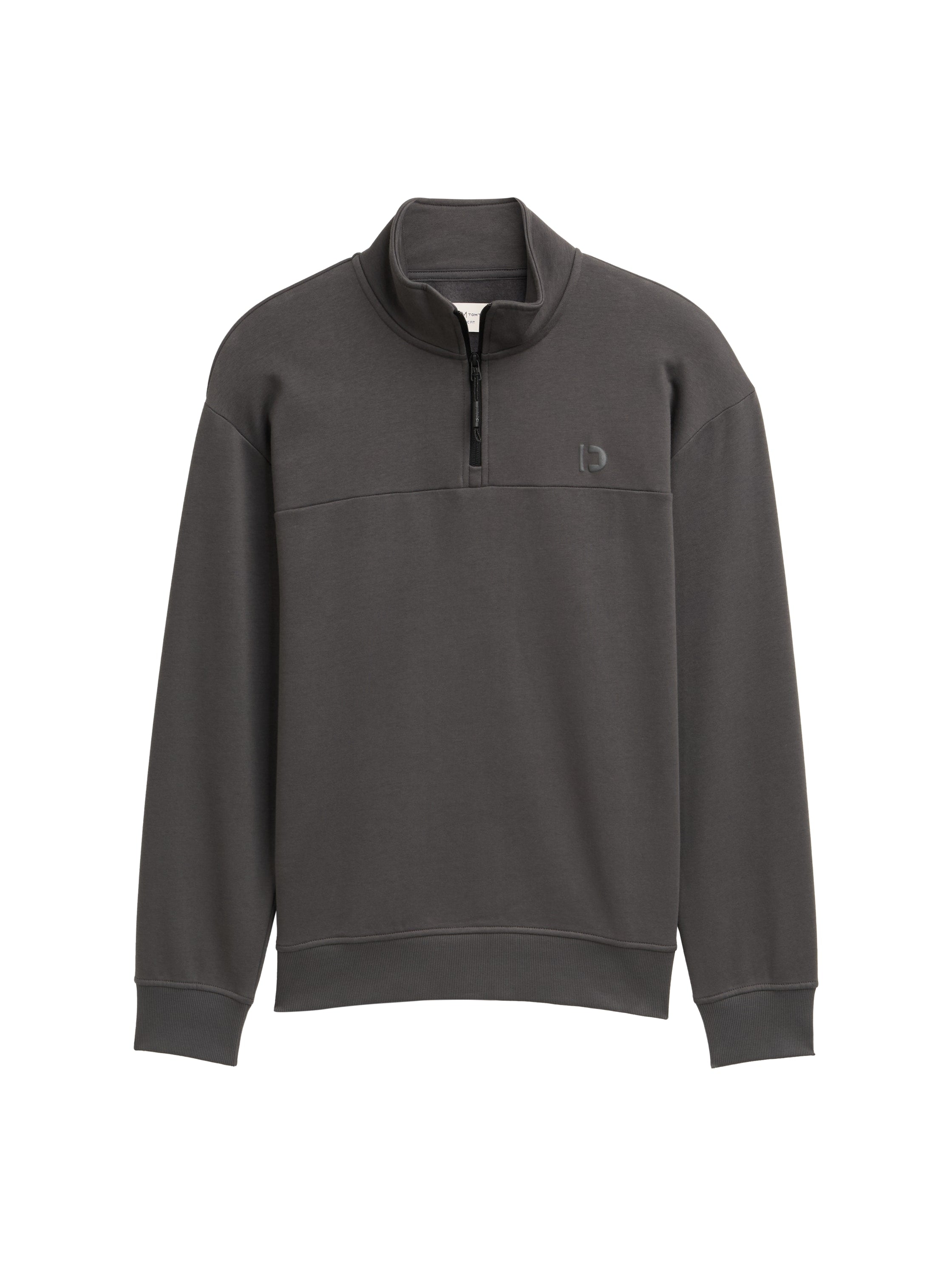 Tom Tailor Troyer Grey Sweater With Logo Print