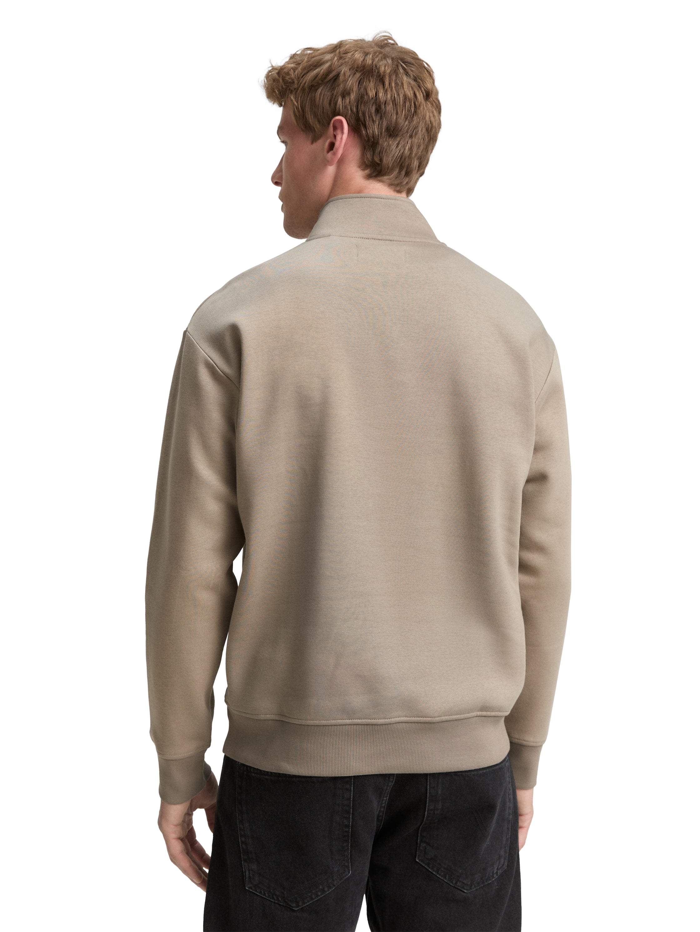 Tom Tailor Troyer Beige Sweater With Logo Print