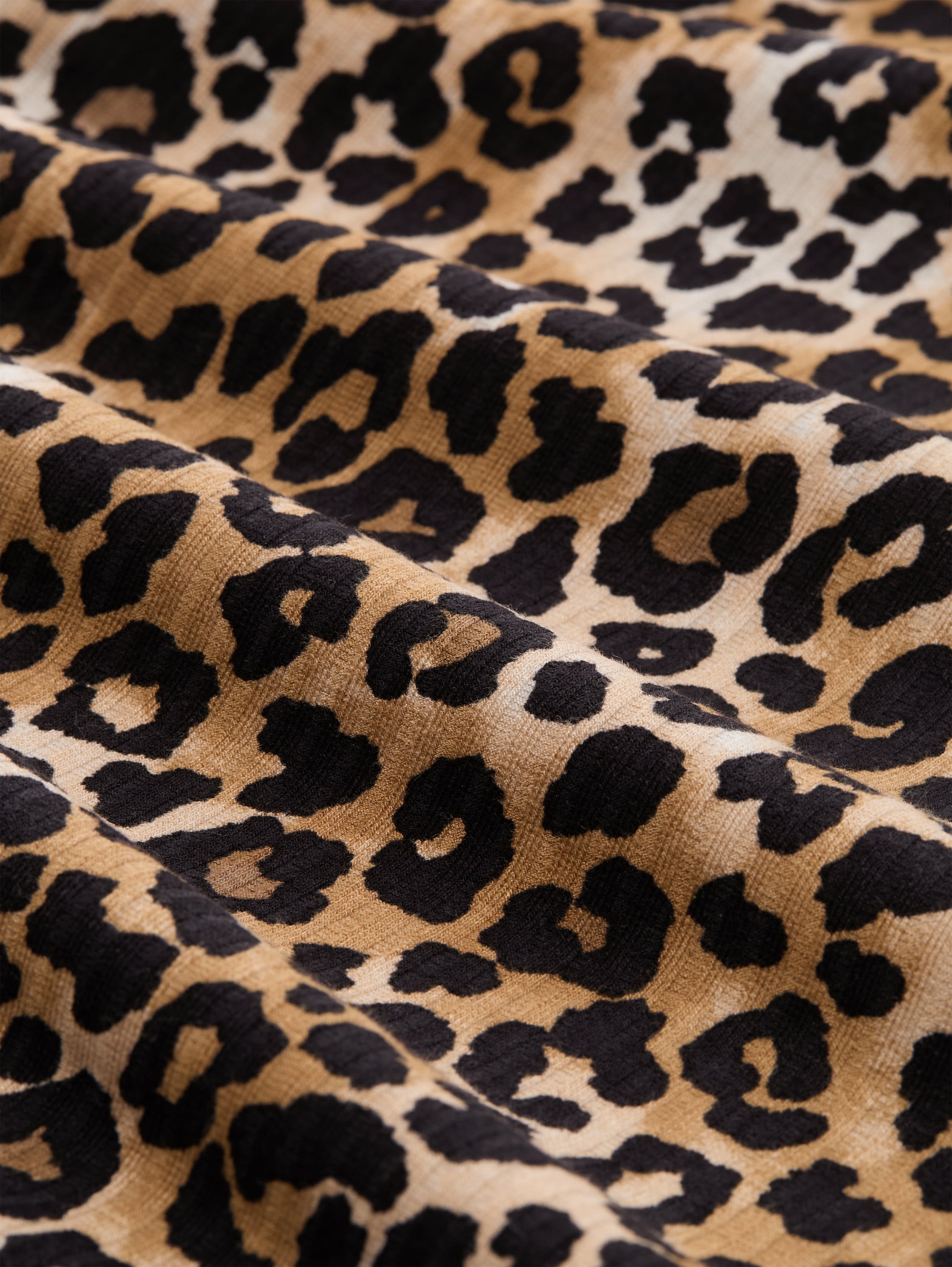 Tom Tailor Ribbed Leopard Print Top With Stand Up Collar