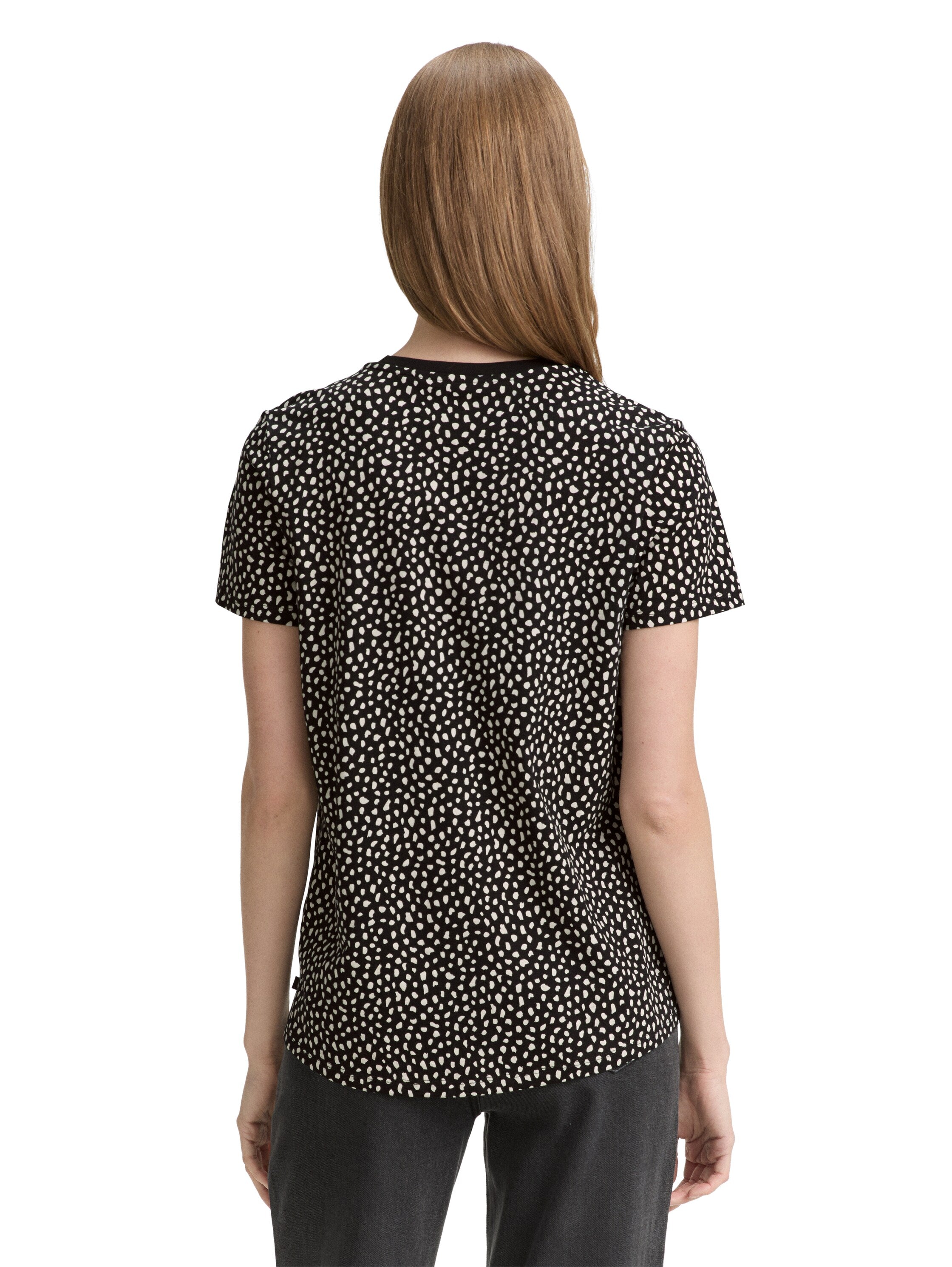 Tom Tailor Black White Dotted Print T-shirt