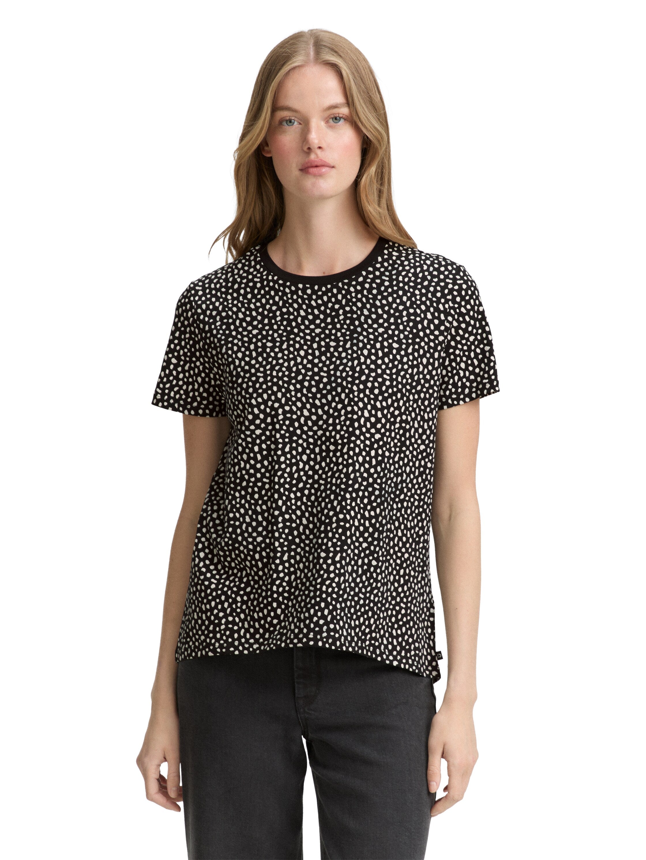 Tom Tailor Black White Dotted Print T-shirt