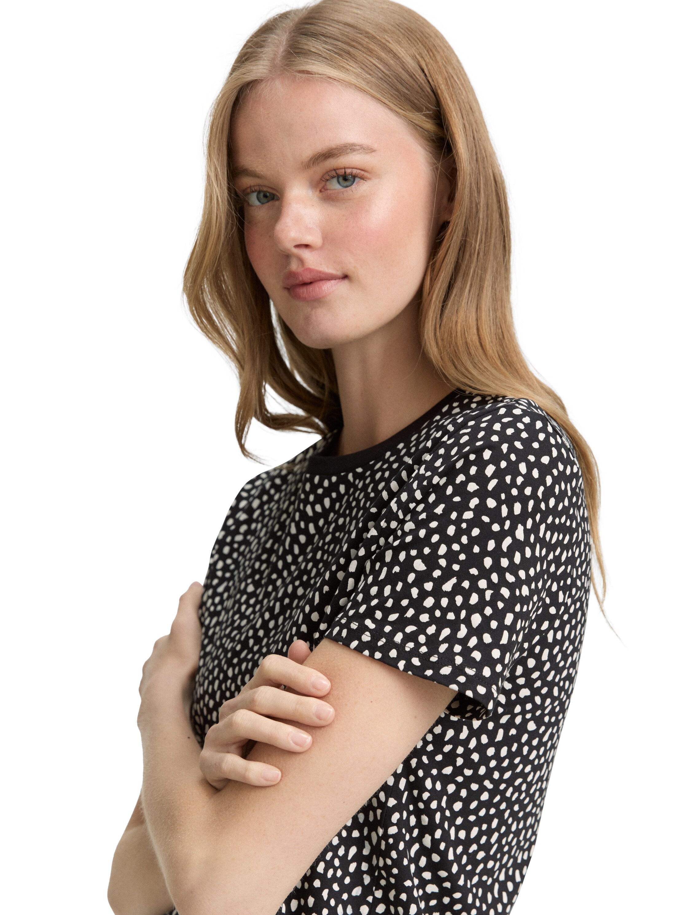 Tom Tailor Black White Dotted Print T-shirt