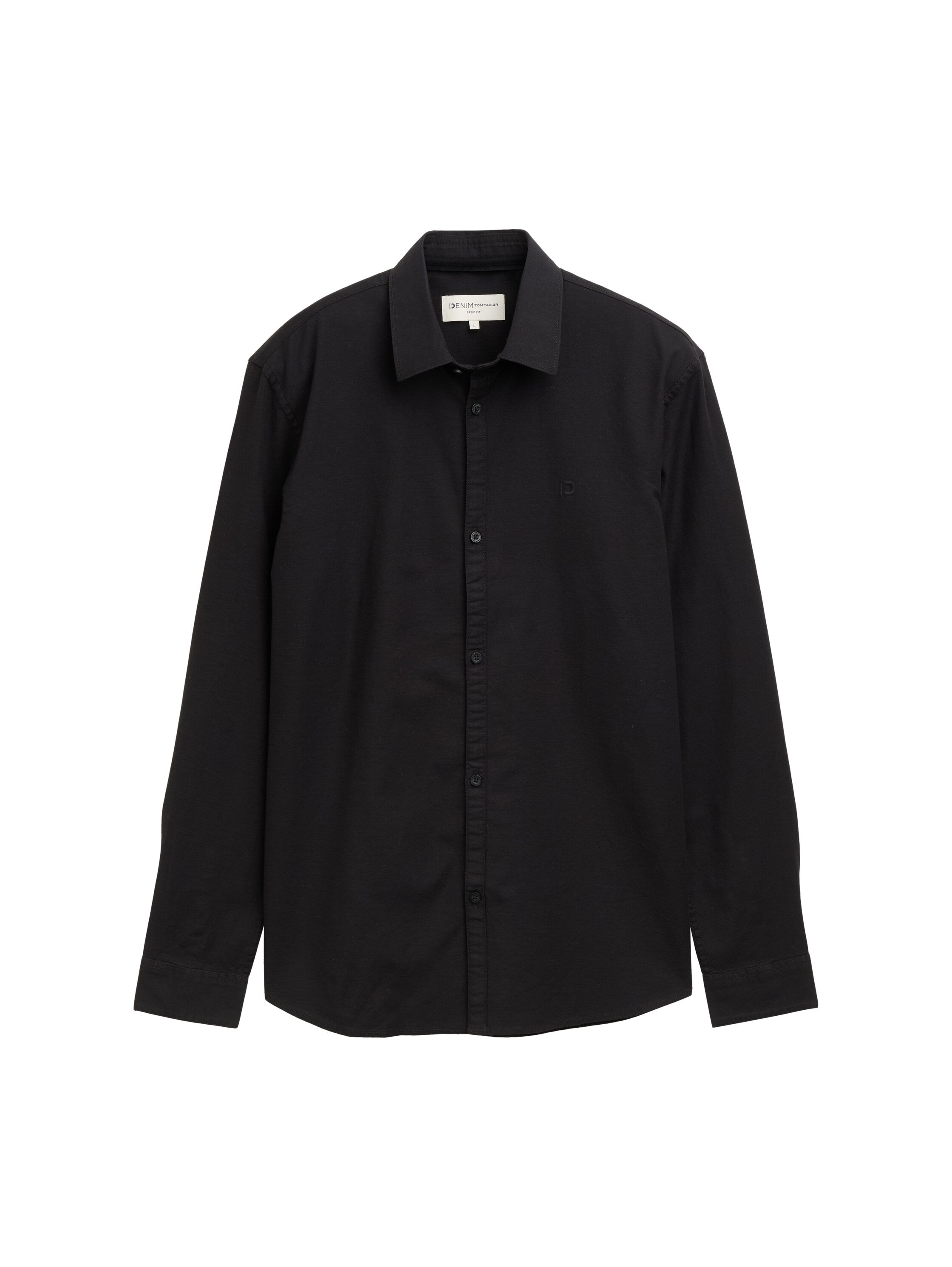 Tom Tailor Regular Fit Black Shirt with Embroidered Logo