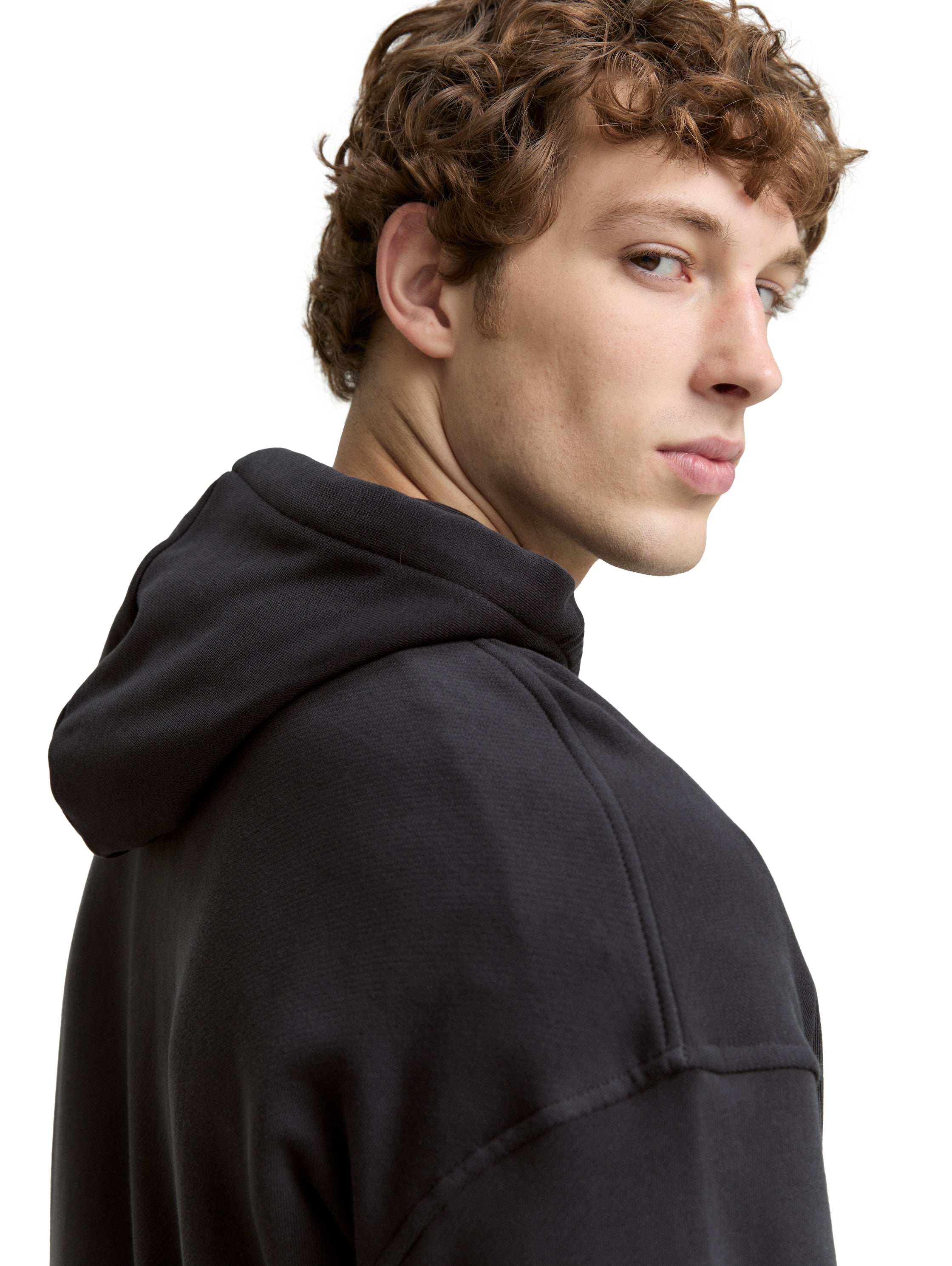 Tom Tailor Relaxed Fit Black Hoodie Sweatshirt with Print