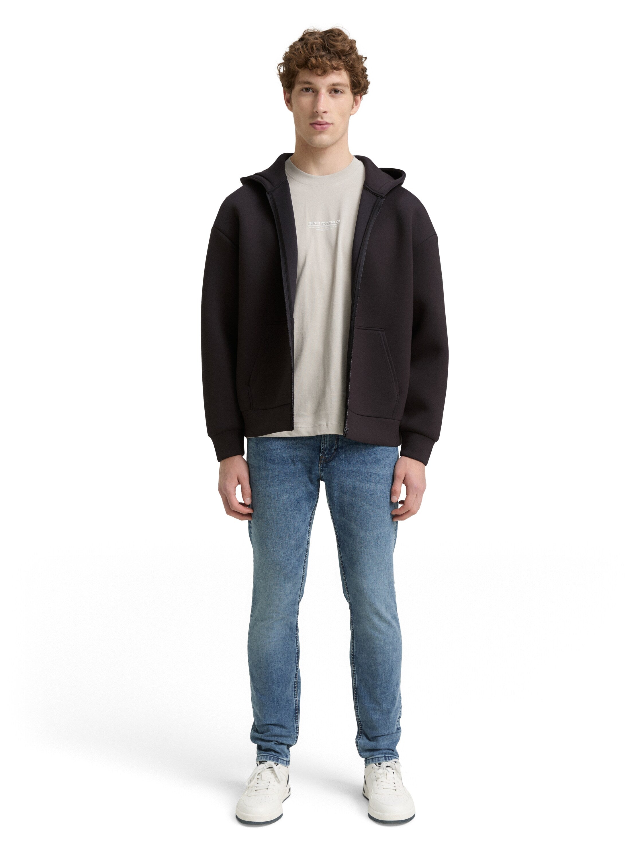 Tom Tailor Relaxed Fit Hoodie Sweat Black Jacket From Scuba