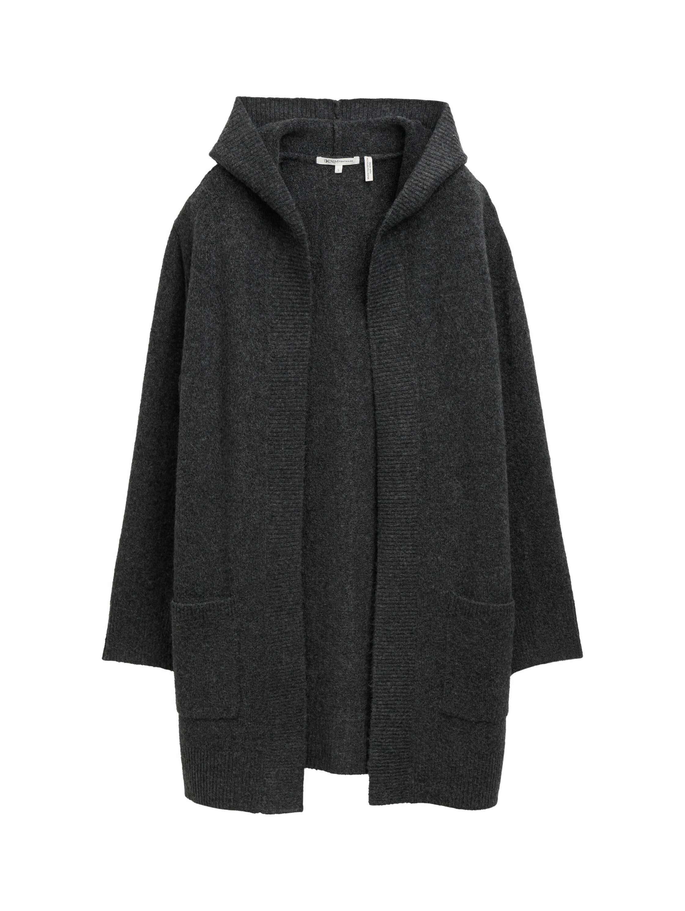 Tom Tailor Dark Grey Melange Cardigan With Hood