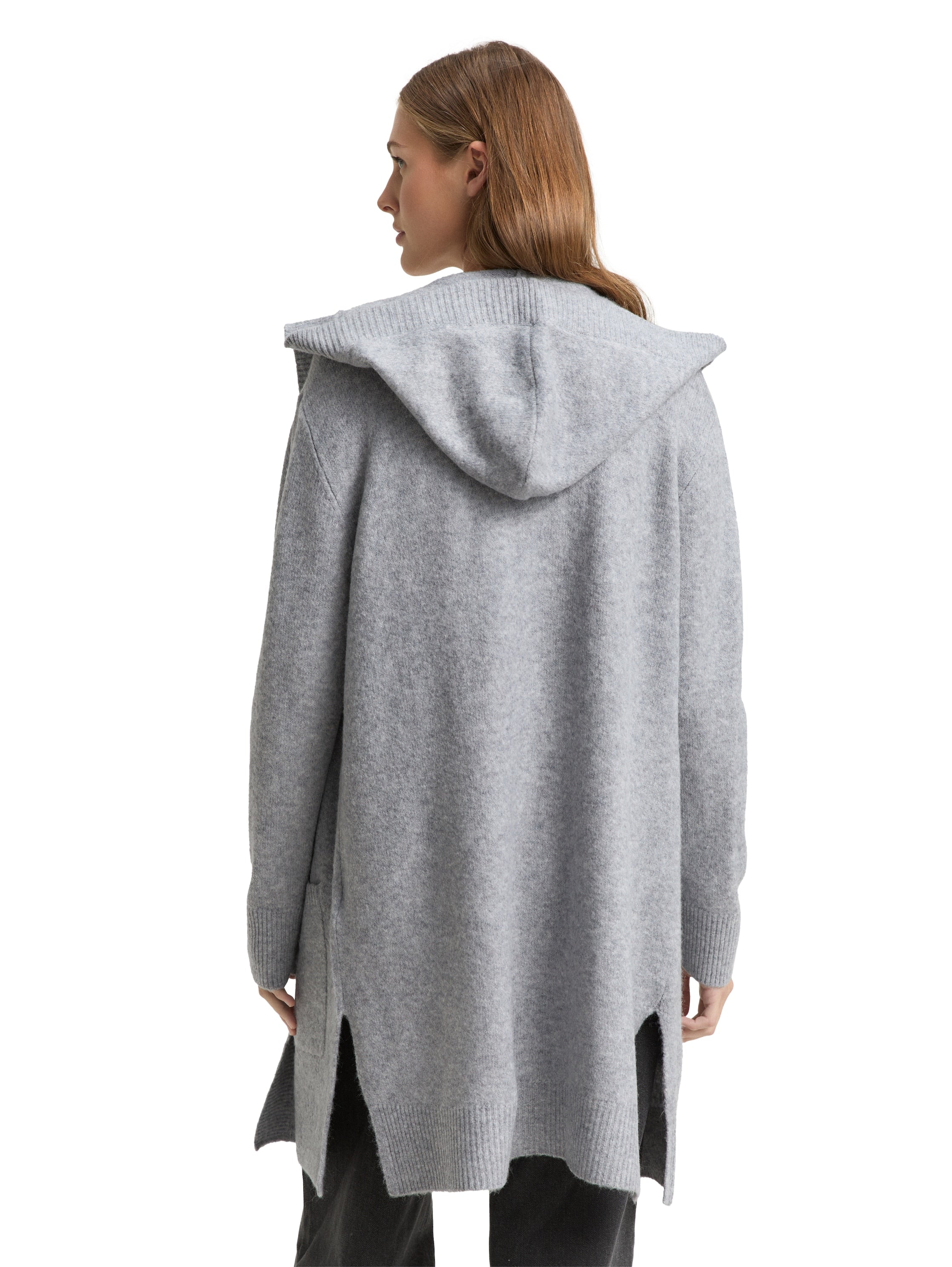 Tom Tailor Light Grey Melange Cardigan With Hood
