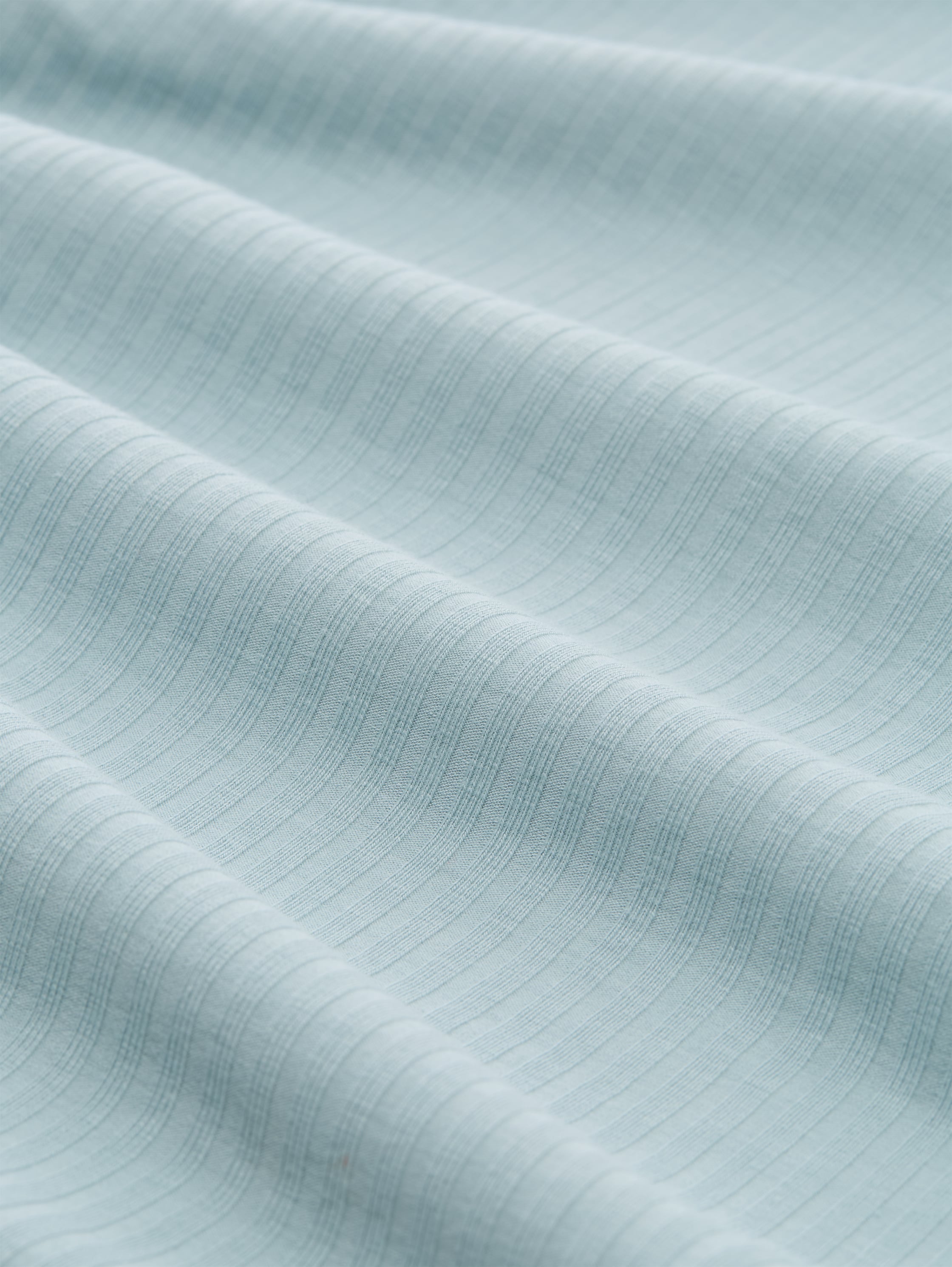 Tom Tailor Cold Blue Ribbed Long Sleeved T-shirt With Stand up Collar