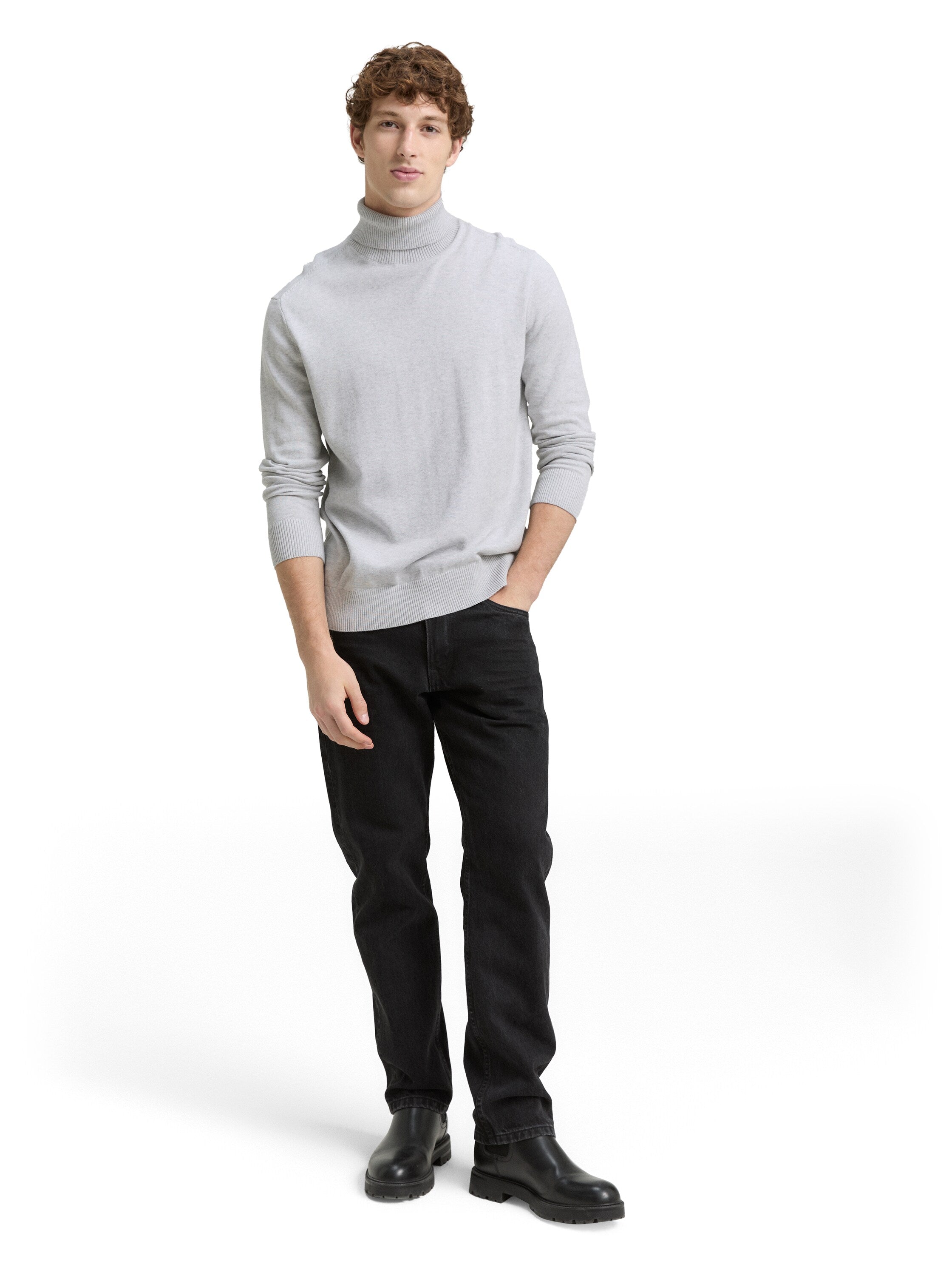 Tom Tailor High Neck Knitwear Light Grey Pullover