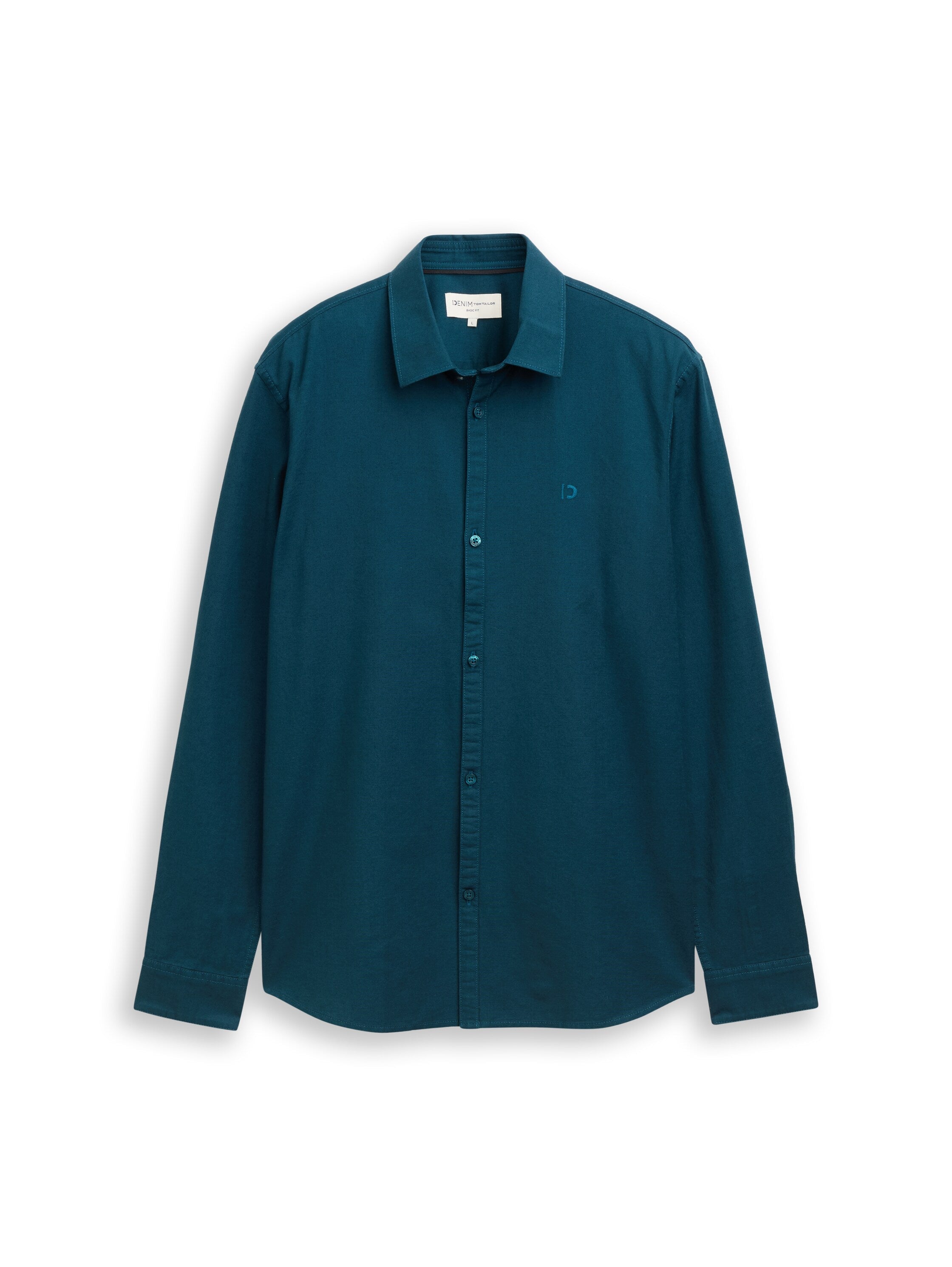 Tom Tailor Regular Fit Deep Green Shirt with Embroidered Logo