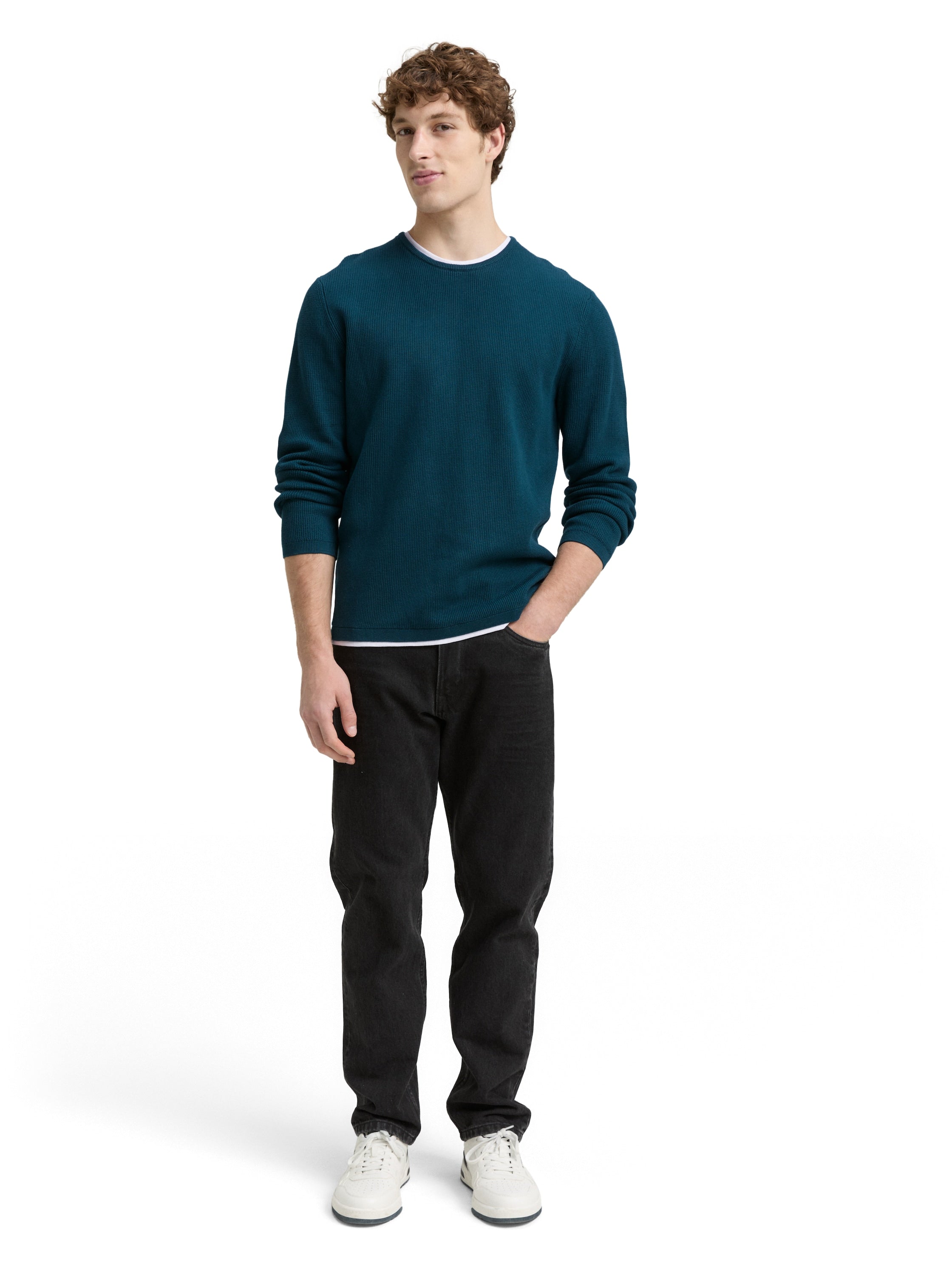 Tom Tailor 2-in-1 Deep Green Pullover Made of Cotton
