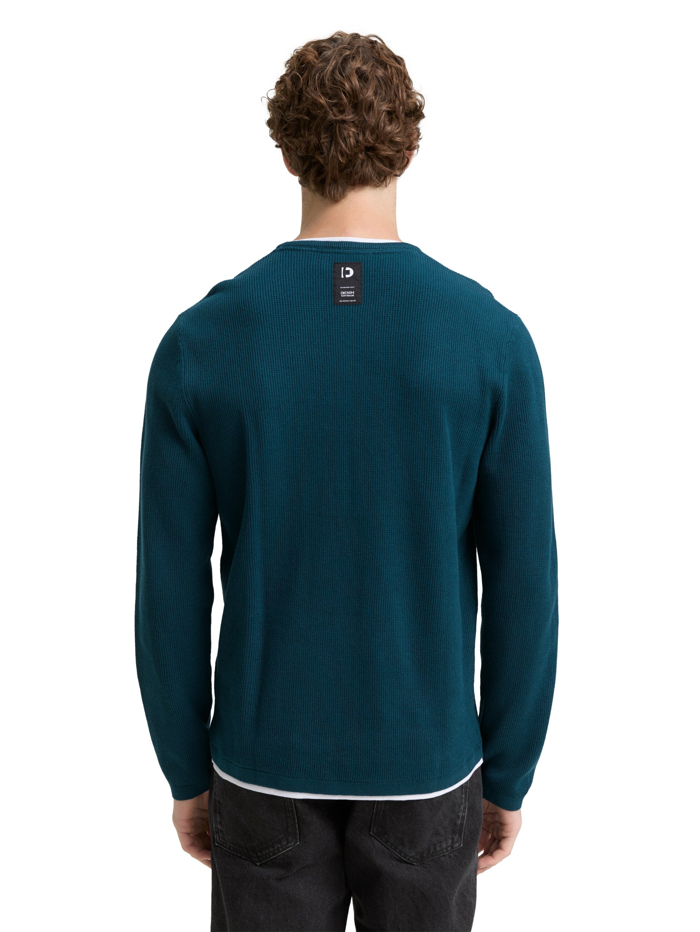 Tom Tailor 2-in-1 Deep Green Pullover Made of Cotton