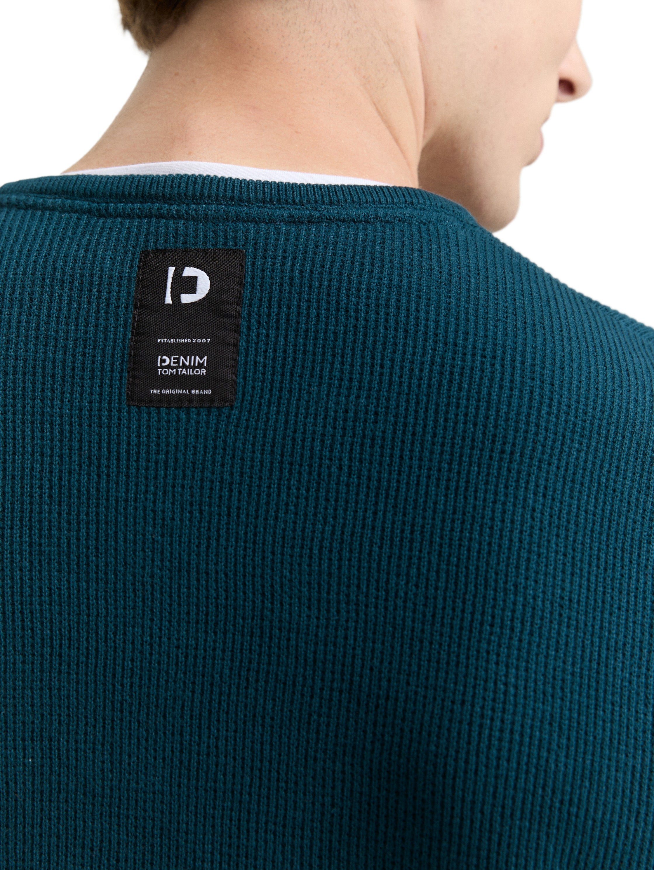 Tom Tailor 2-in-1 Deep Green Pullover Made of Cotton
