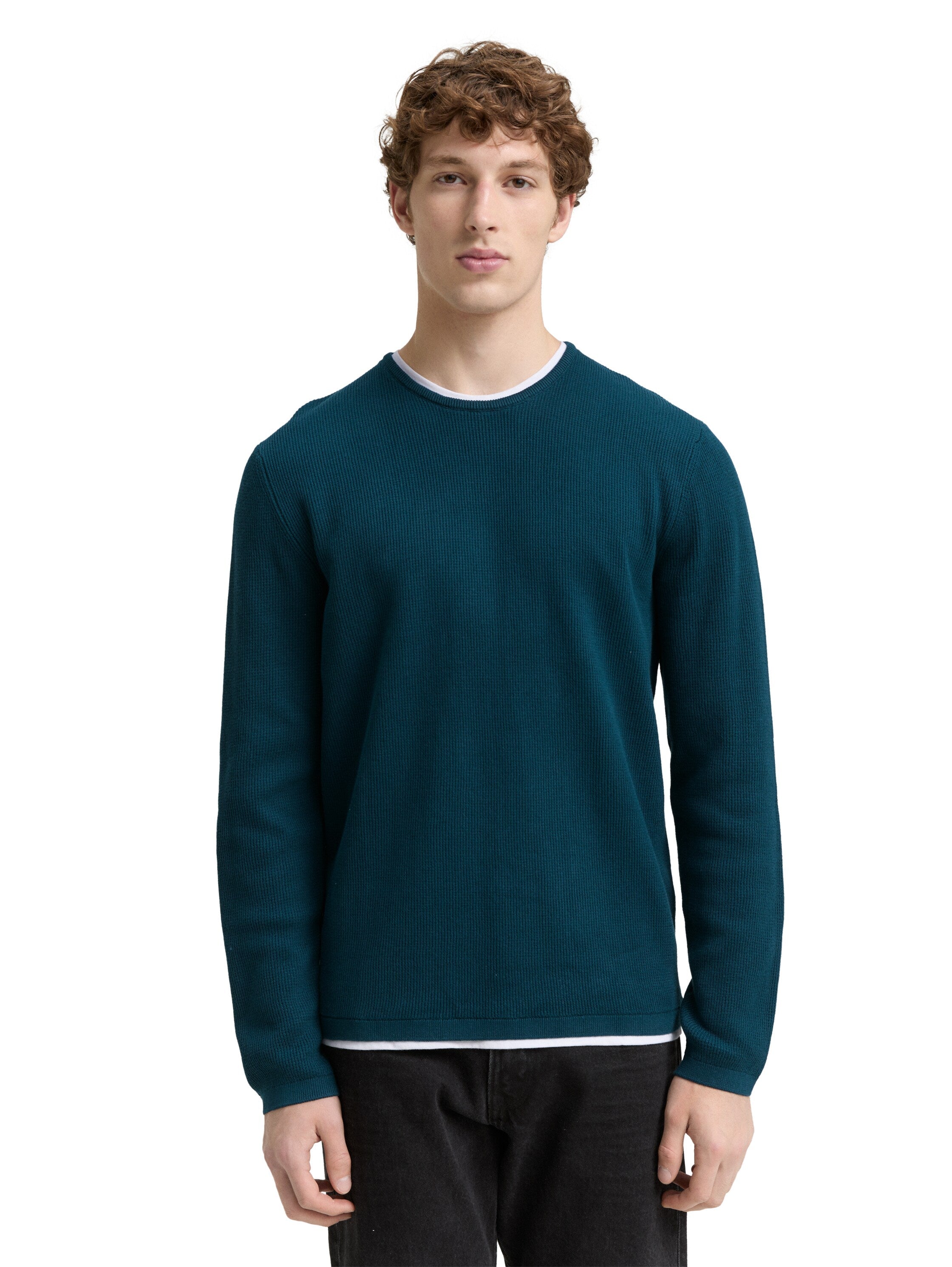Tom Tailor 2-in-1 Deep Green Pullover Made of Cotton