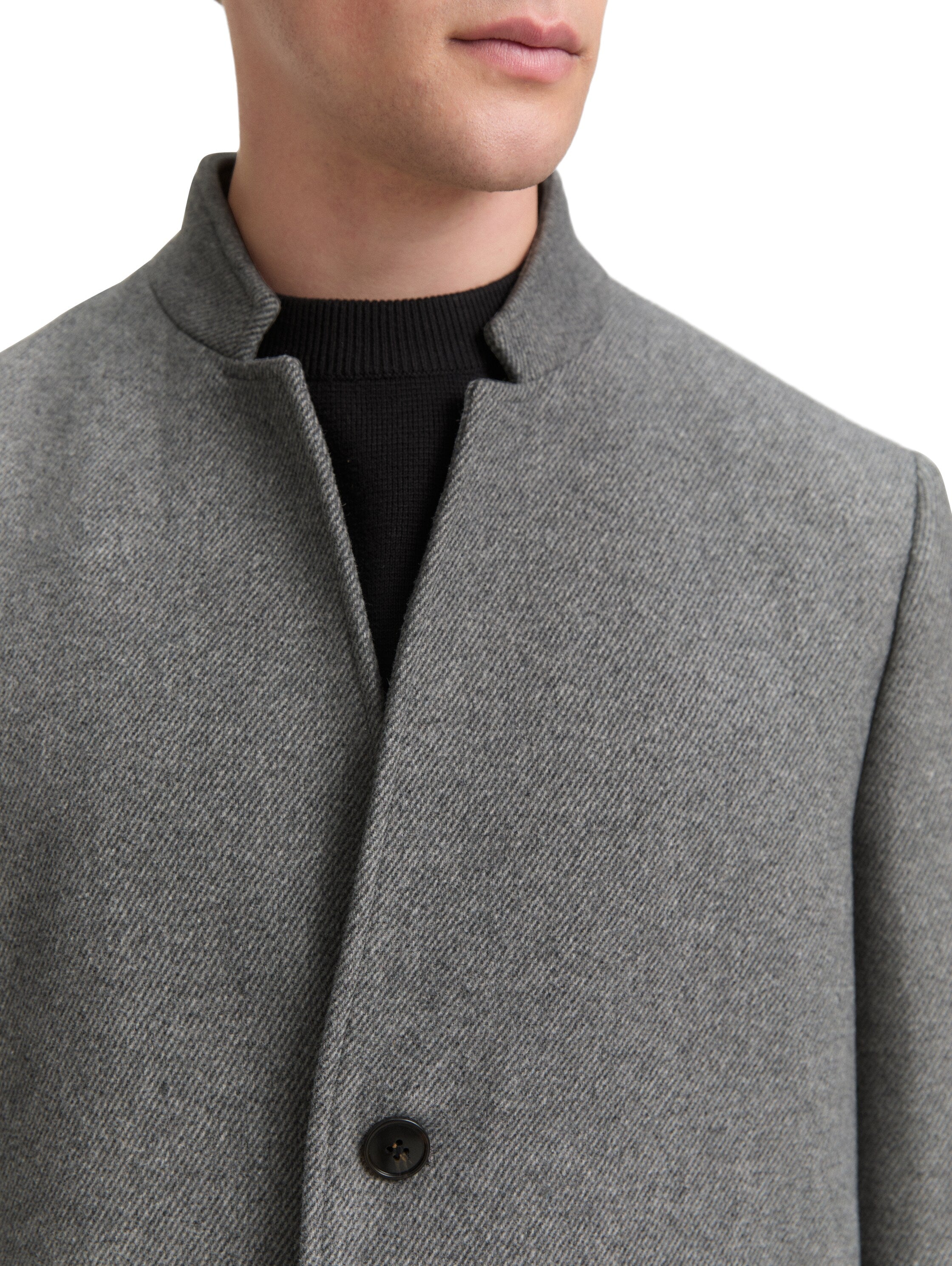 Tom Tailor Wool Grey Coat With Stand Up Collar