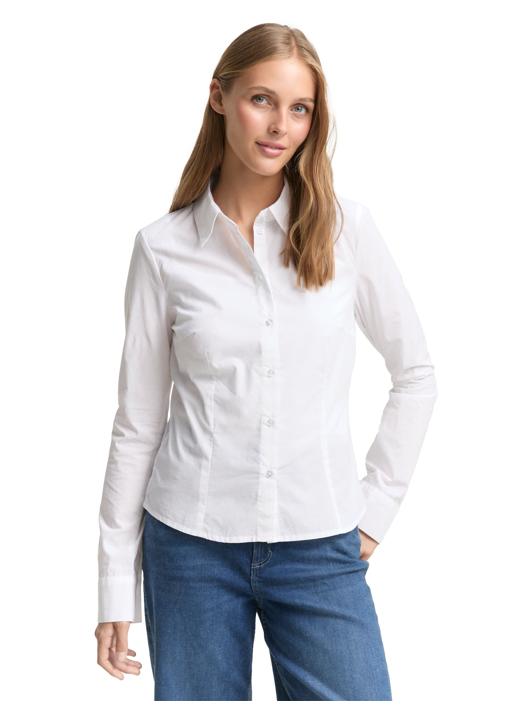 Tom Tailor White Fitted Cotton Shirt