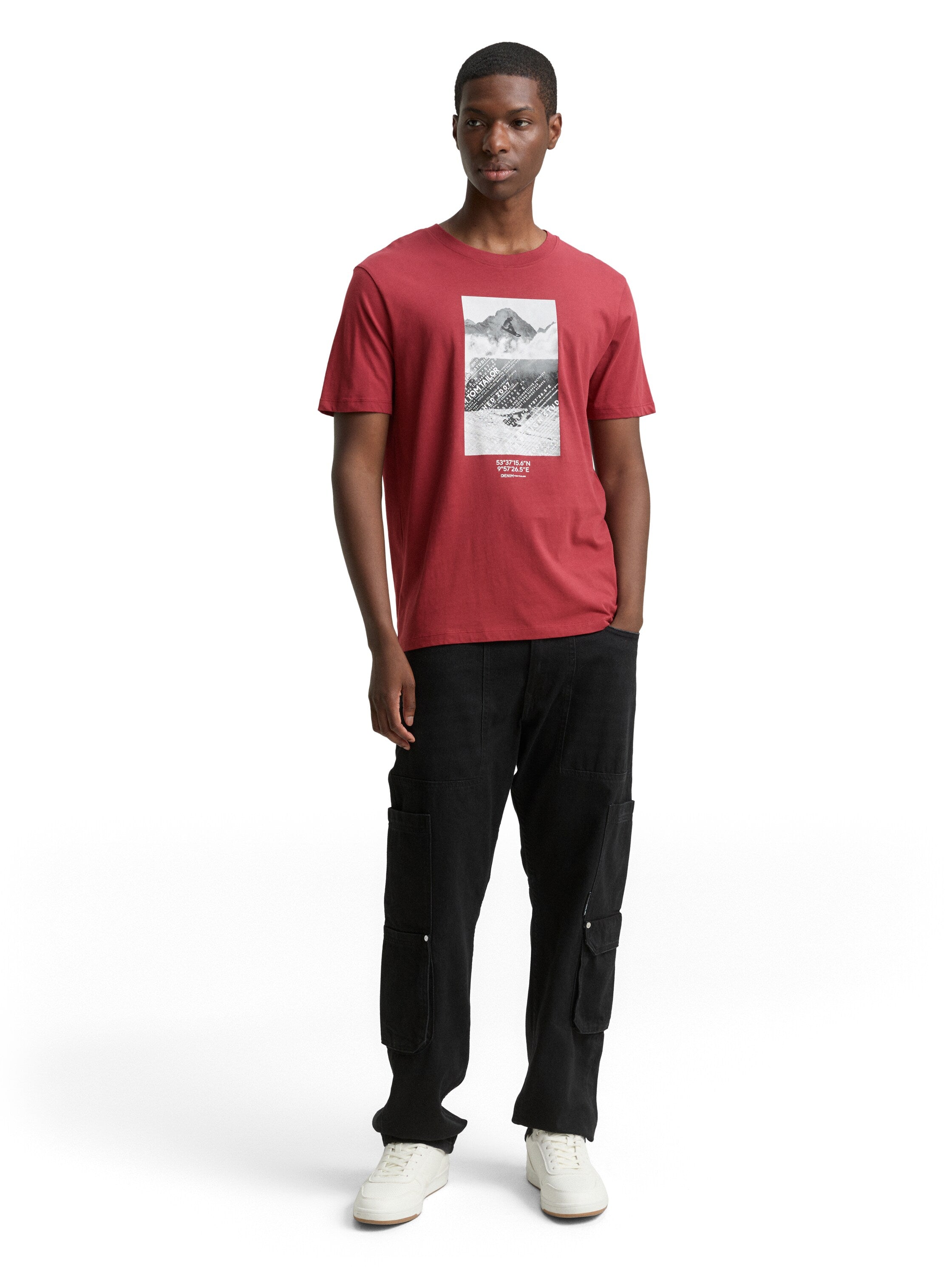 Tom Tailor Short Sleeved Red T-shirt With Front Design