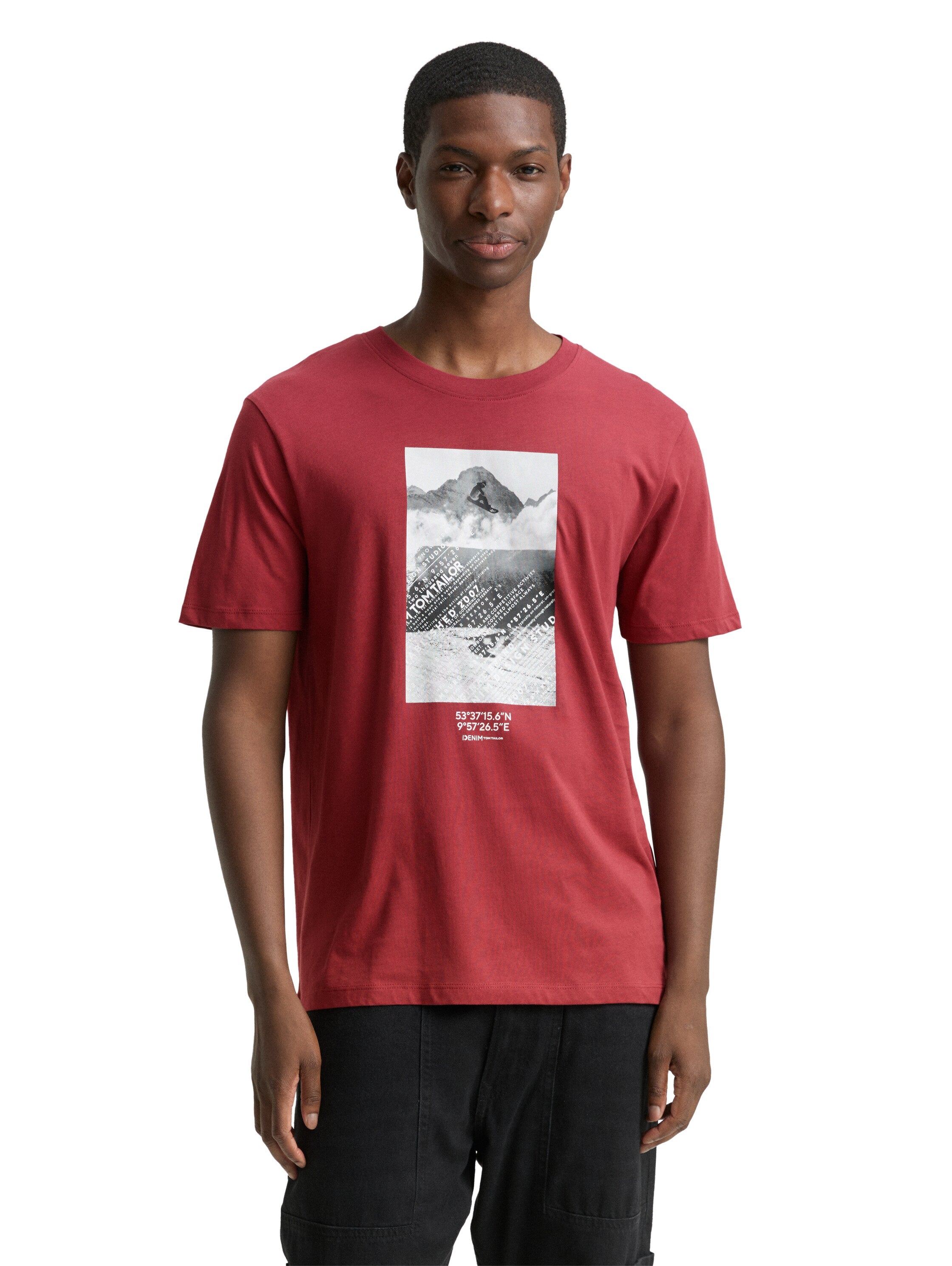 Tom Tailor Short Sleeved Red T-shirt With Front Design