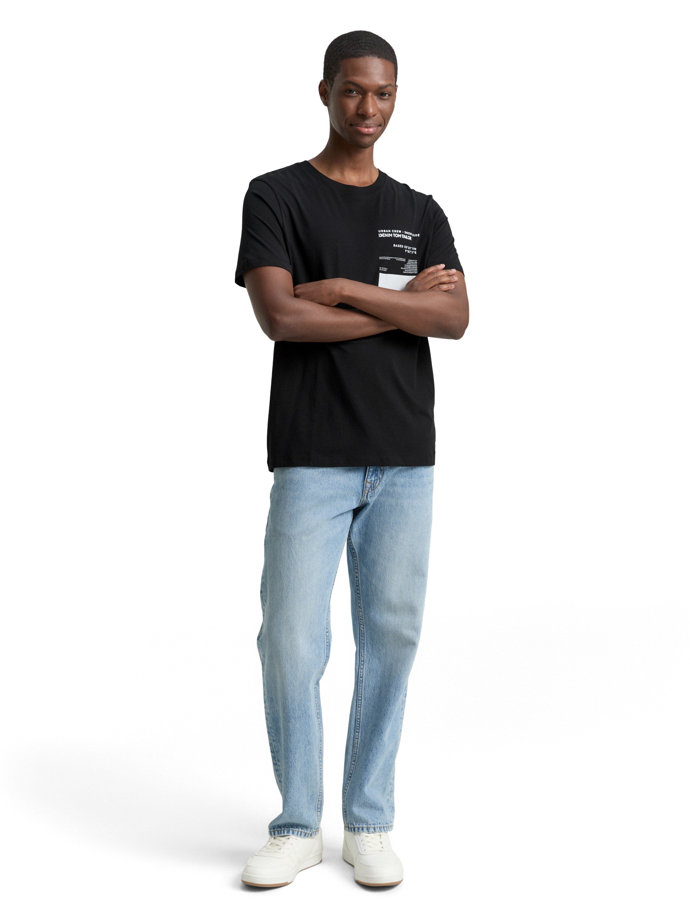 Tom Tailor Short Sleeved Black T-shirt With Front Design