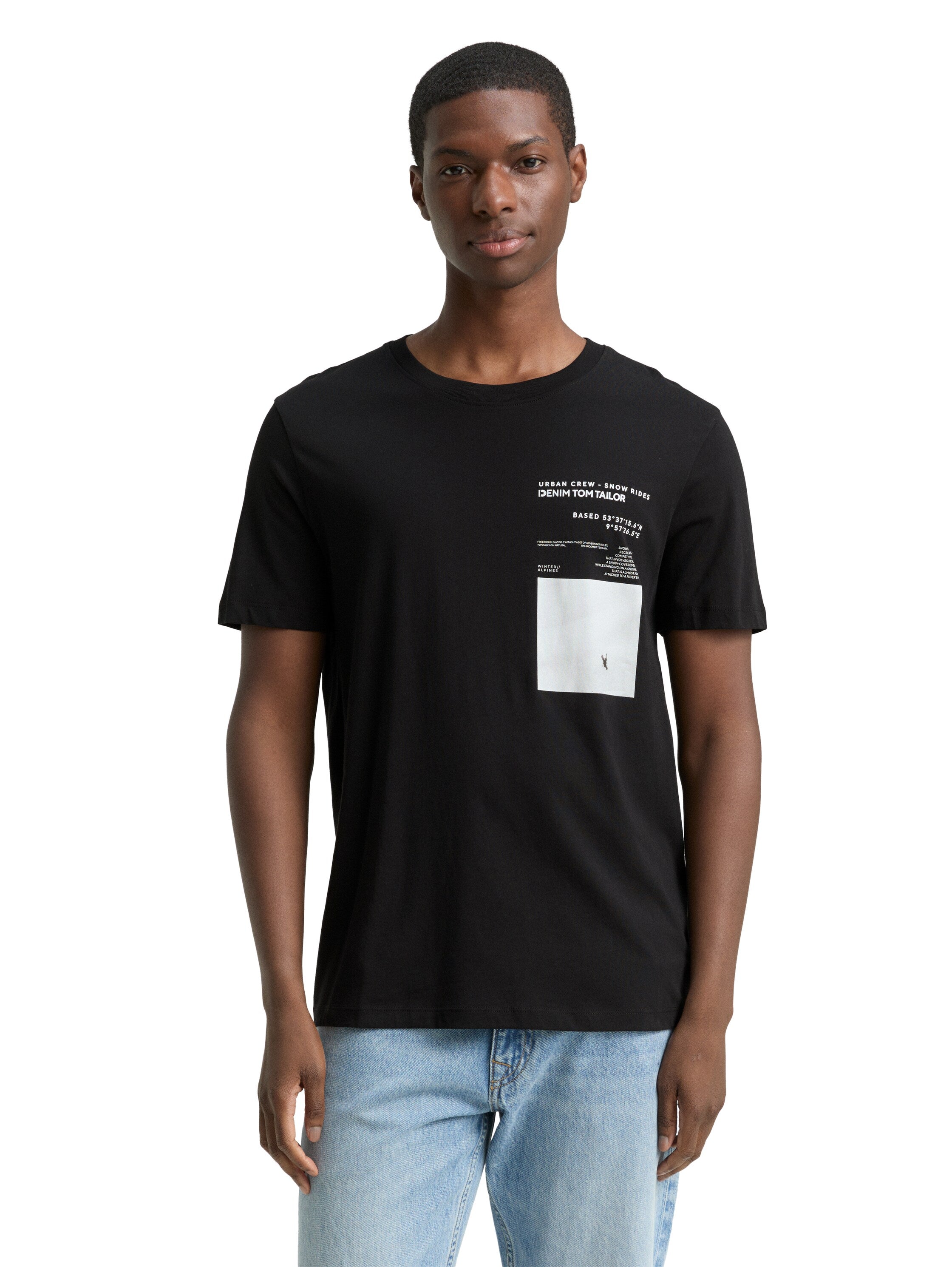 Tom Tailor Short Sleeved Black T-shirt With Front Design