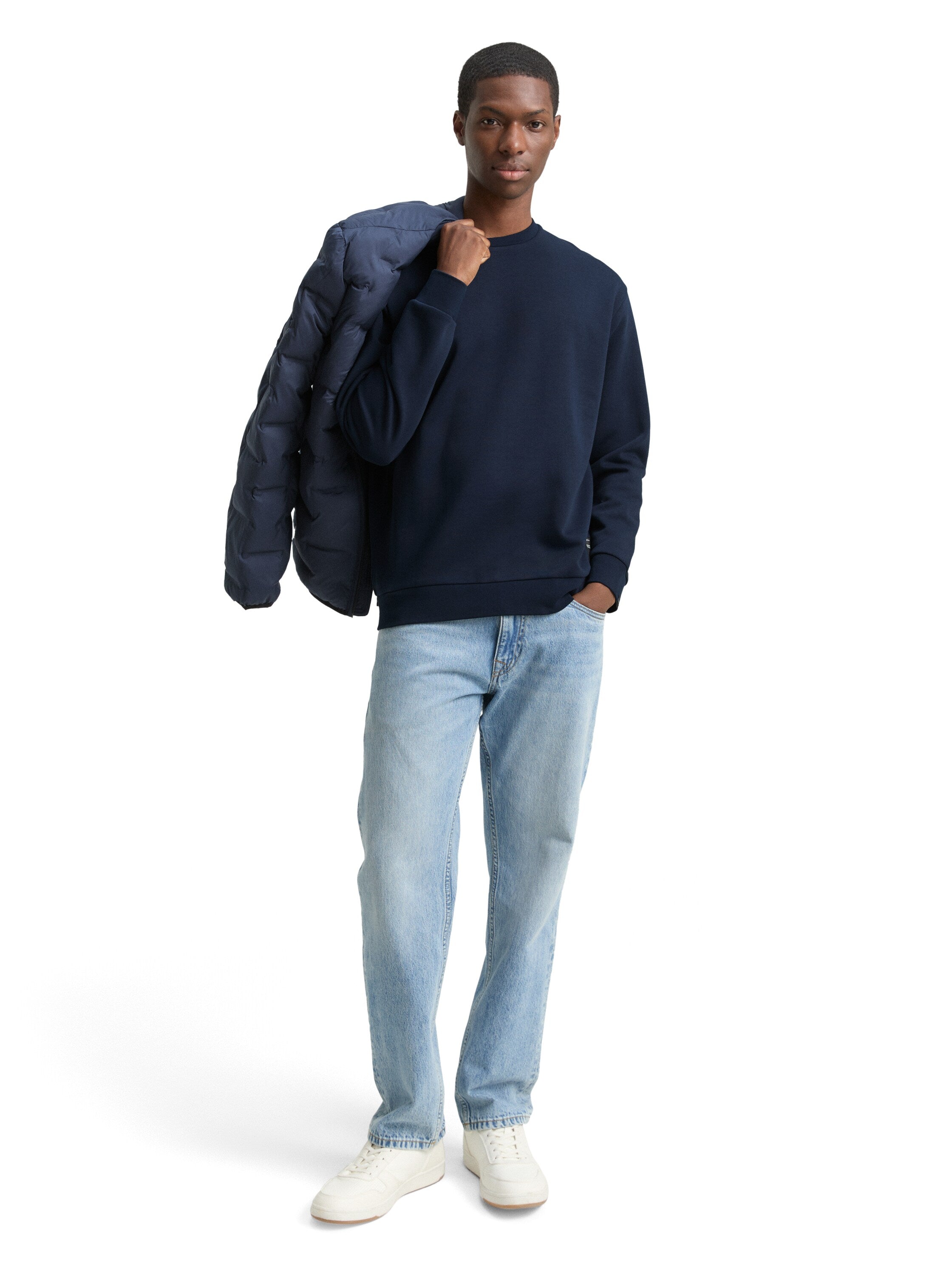 Tom Tailor Navy Sweater With Logo Badge