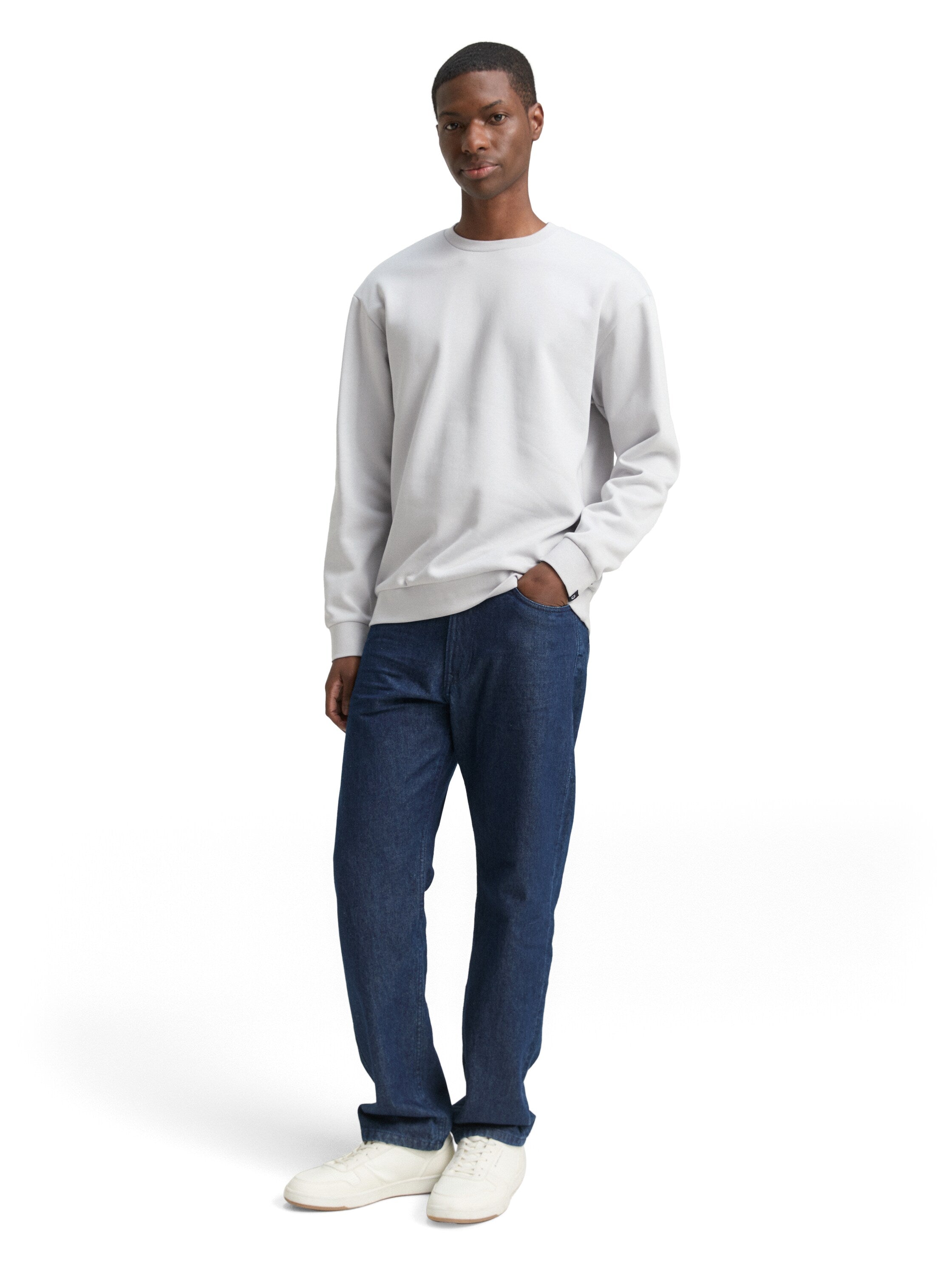 Tom Tailor White Sweater With Logo Badge