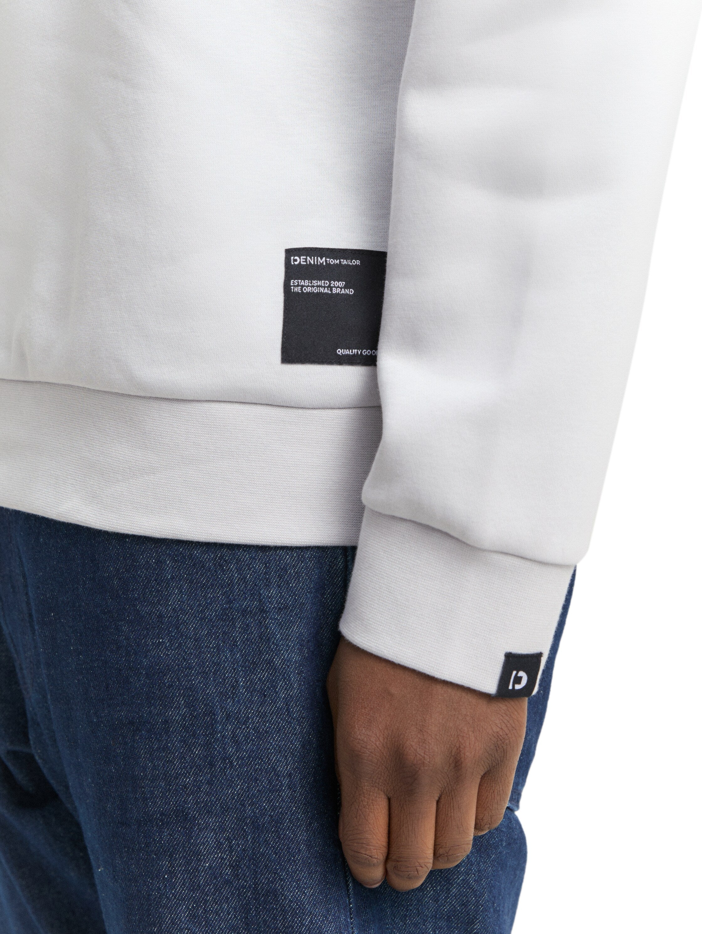 Tom Tailor White Sweater With Logo Badge