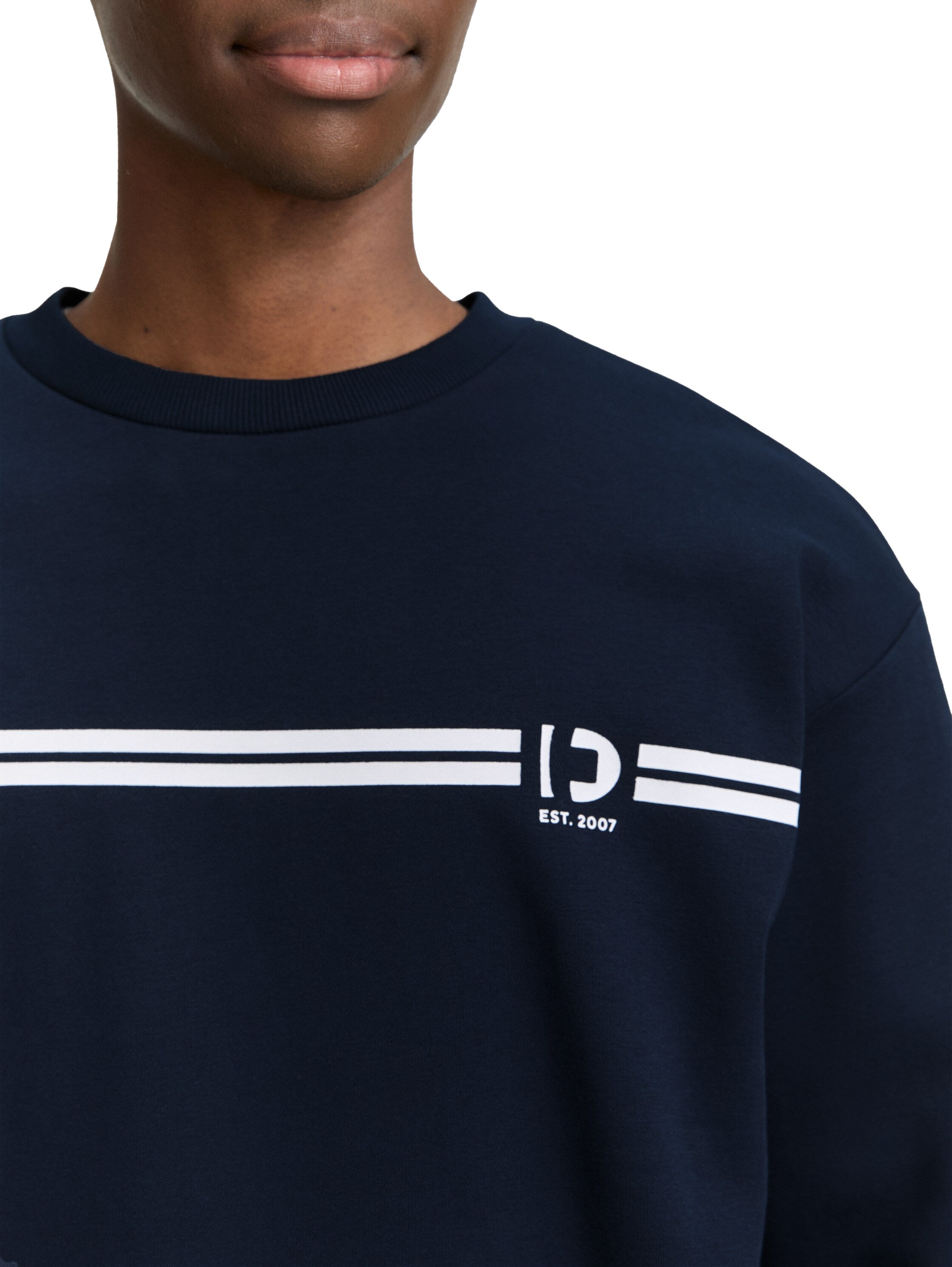 Tom Tailor Crew Neck Navy Sweater With Print