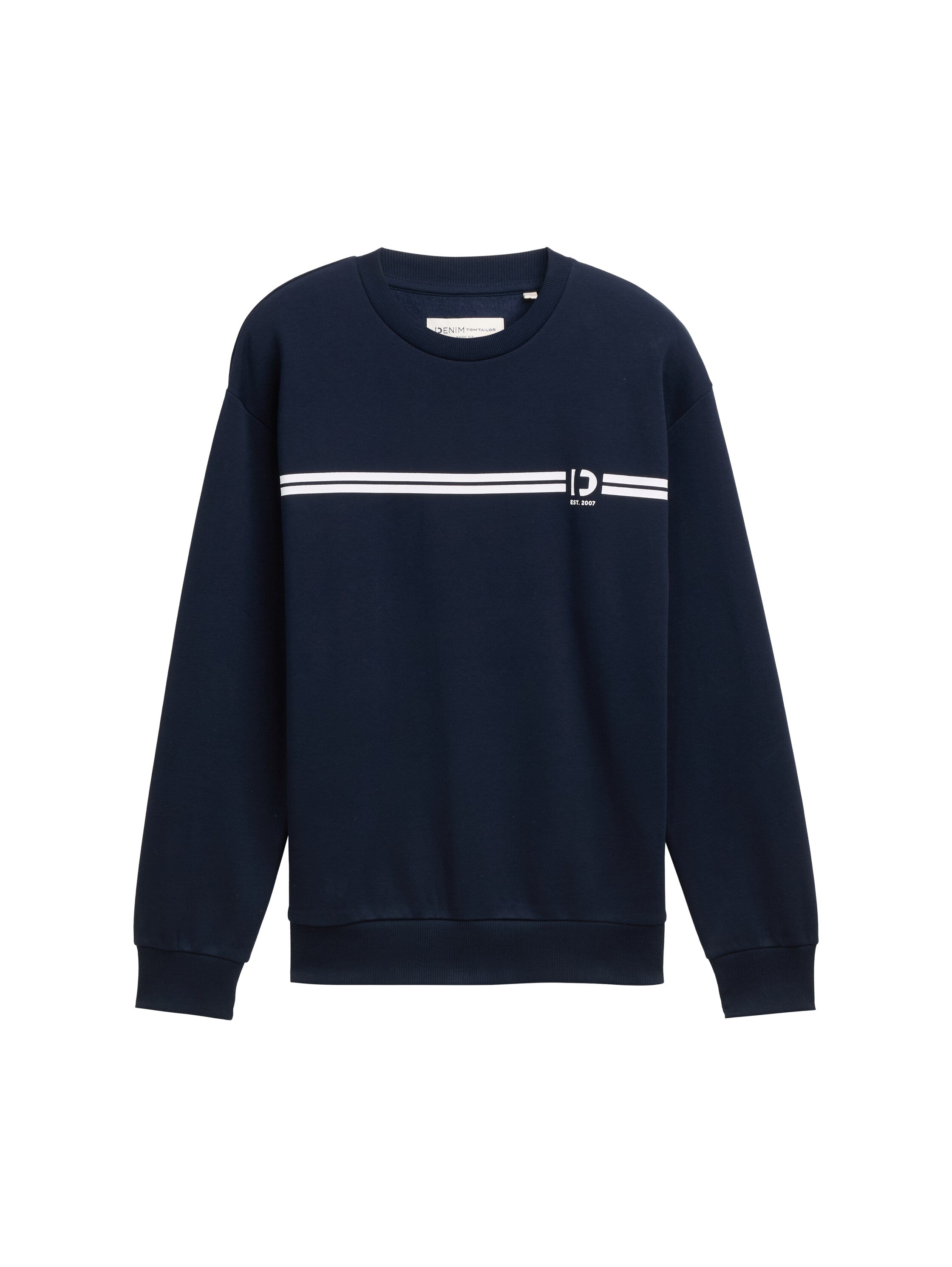 Tom Tailor Crew Neck Navy Sweater With Print