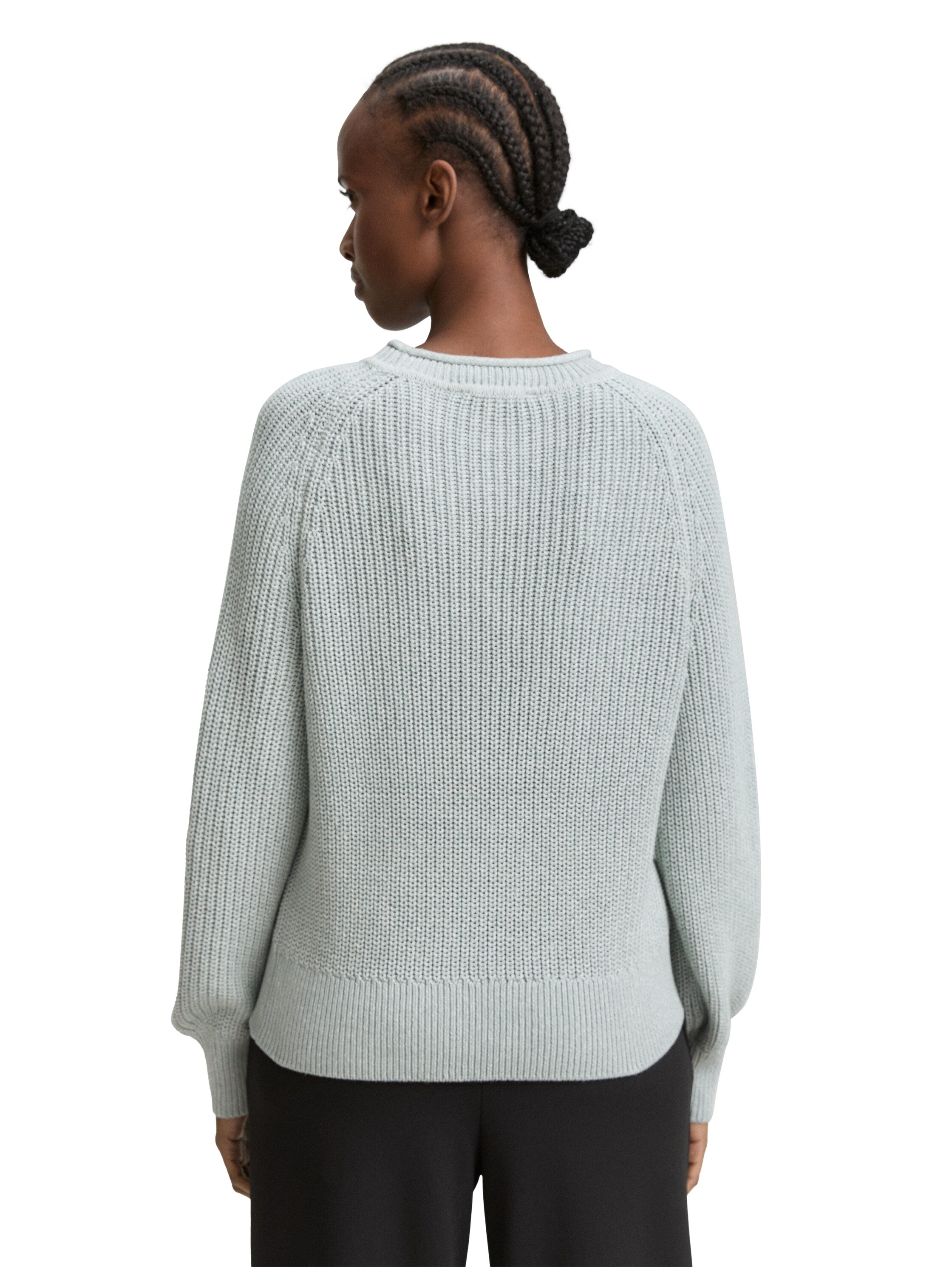 Tom Tailor Knitted Silver Blue Pullover With Slight Ballons Sleeves