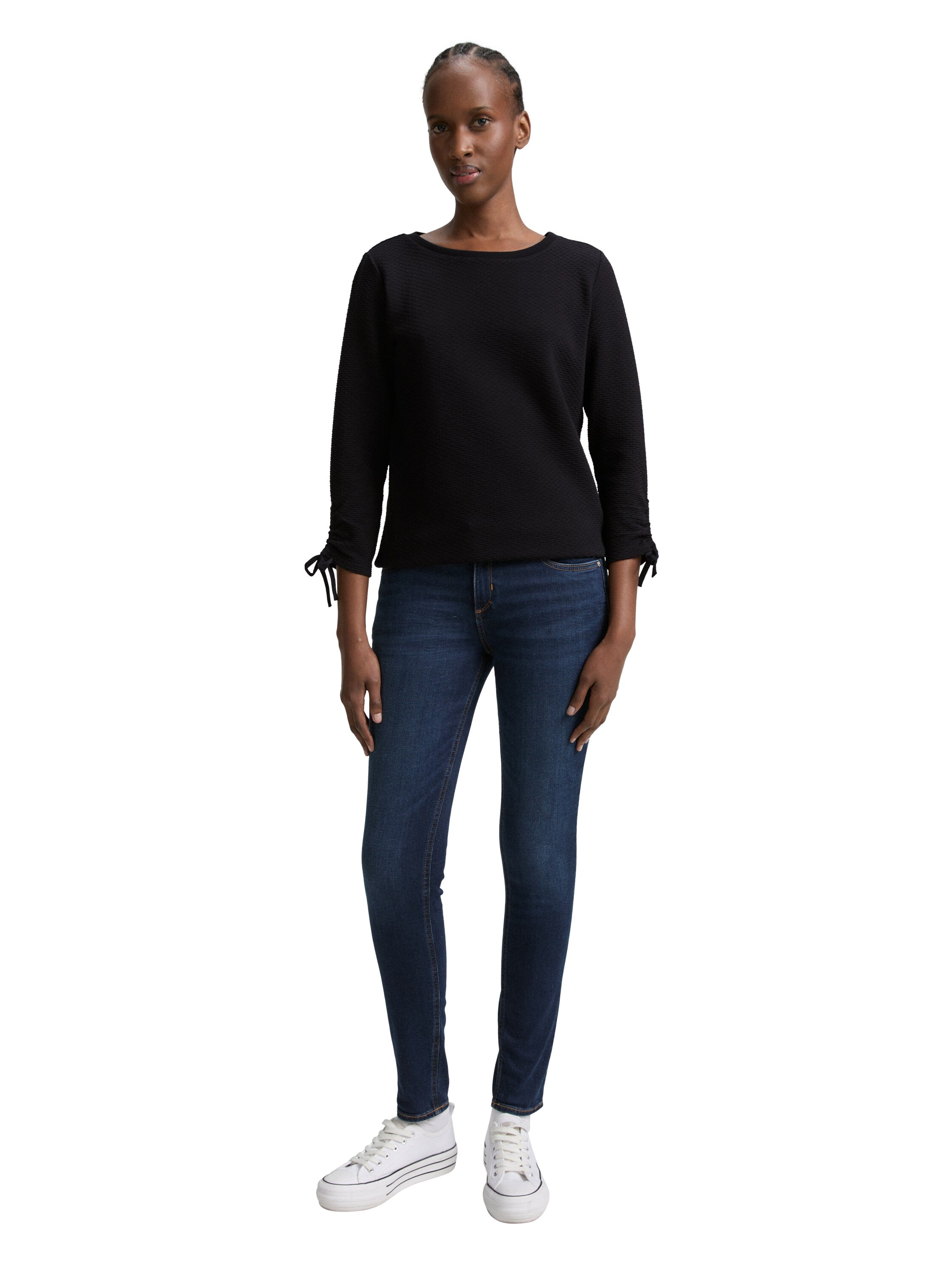 Tom Tailor Black Sweater With Gathered Sleeves